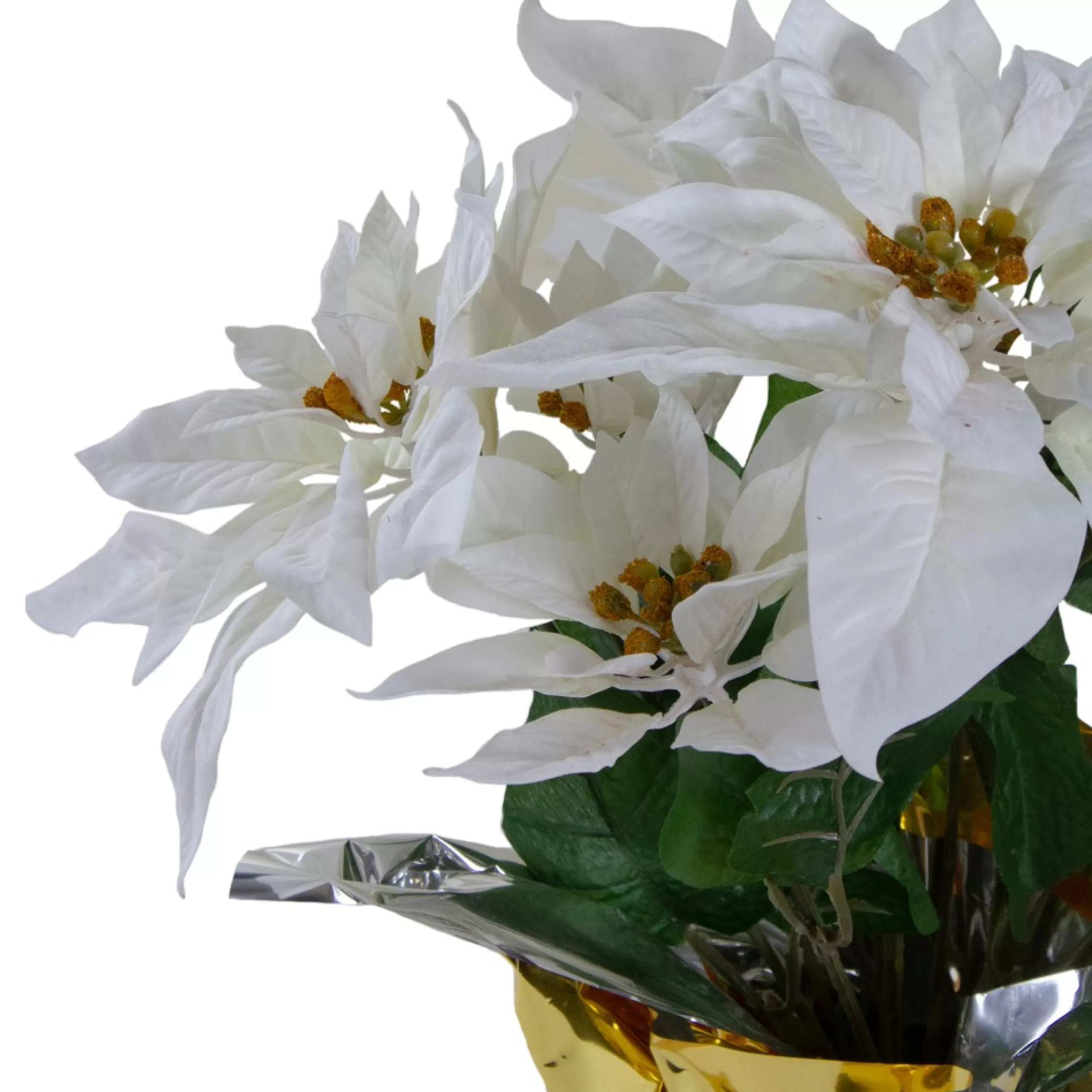 Floral*Northlight 17" Potted White Artificial Poinsettia Christmas Arrangement