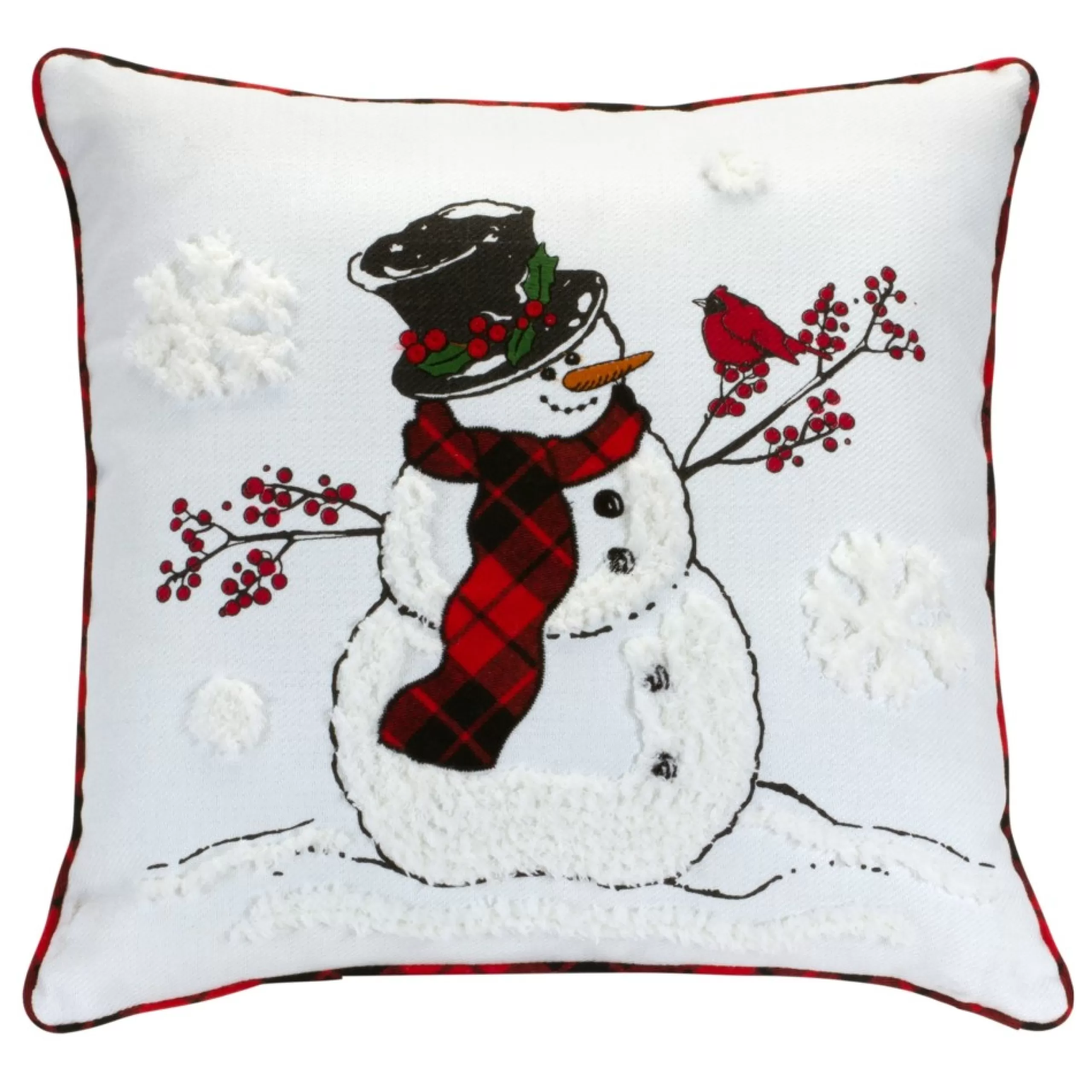 Pillows & Throws*Melrose 17" White And Red Snowman And Cardinal Throw Pillow