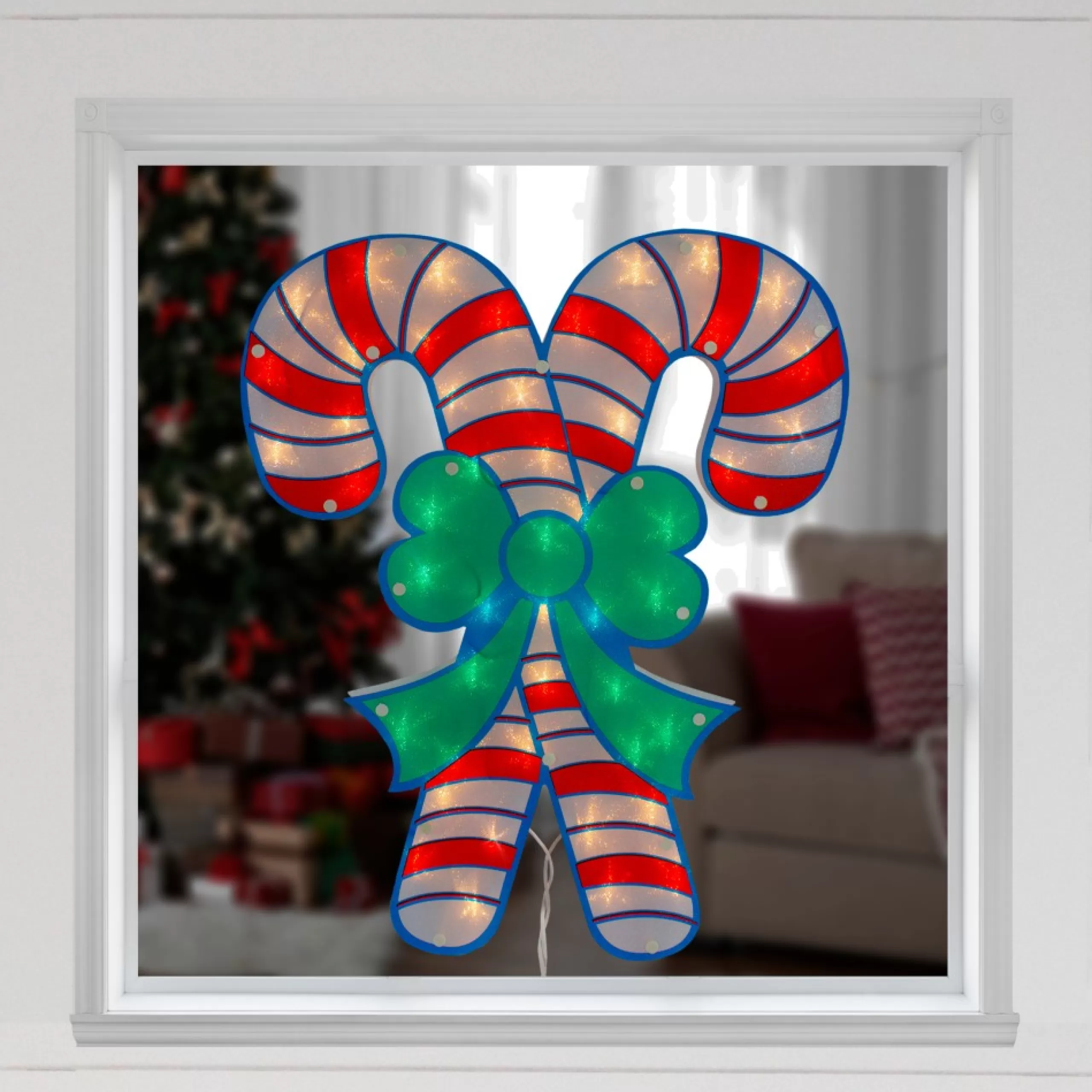 Window Decorations*Northlight 18.5" Lighted Double Candy Cane Christmas Window Silhouette