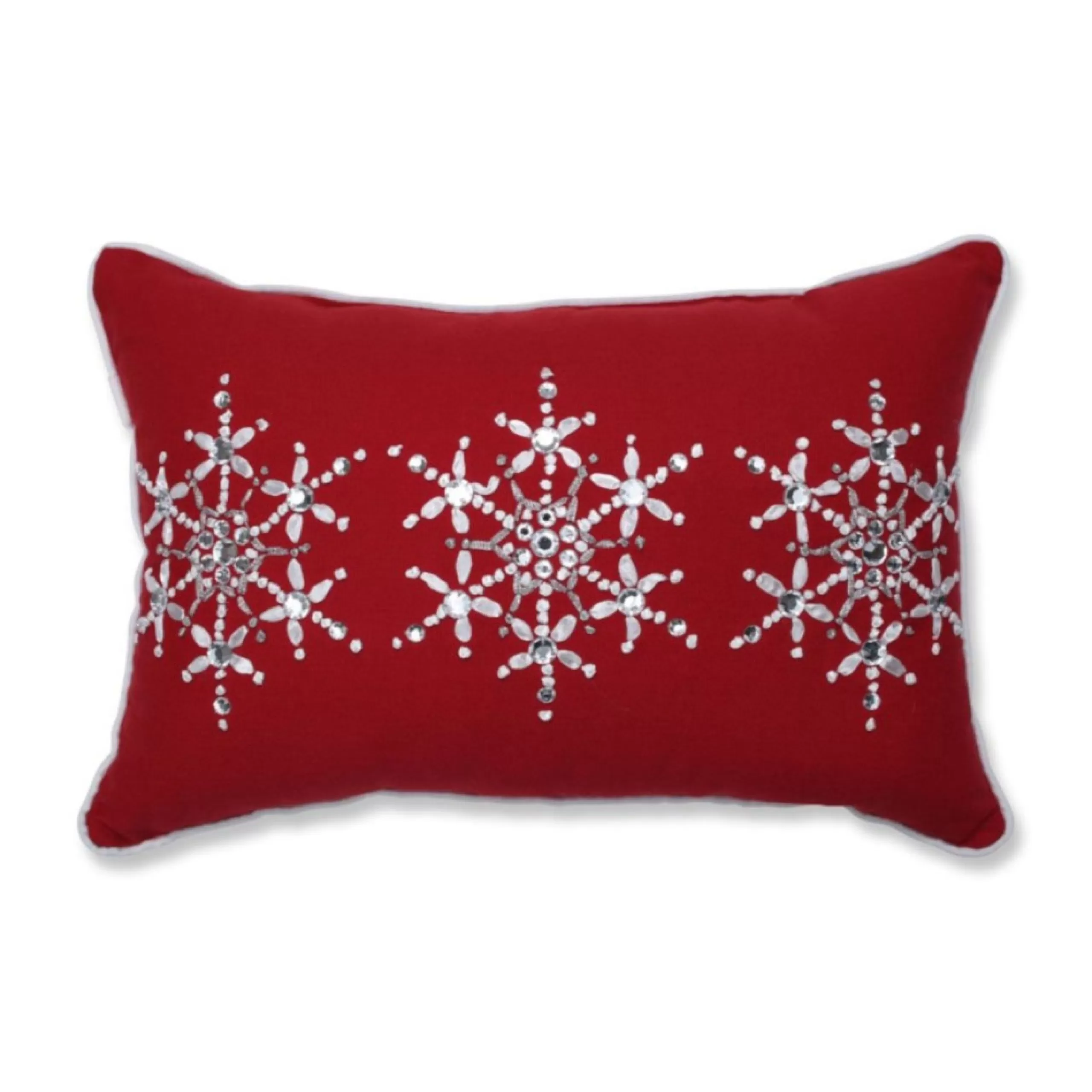 Pillows & Throws*Pillow Perfect 18.5" Red And White Embroidered Snowflakes Rectangular Throw Pillow