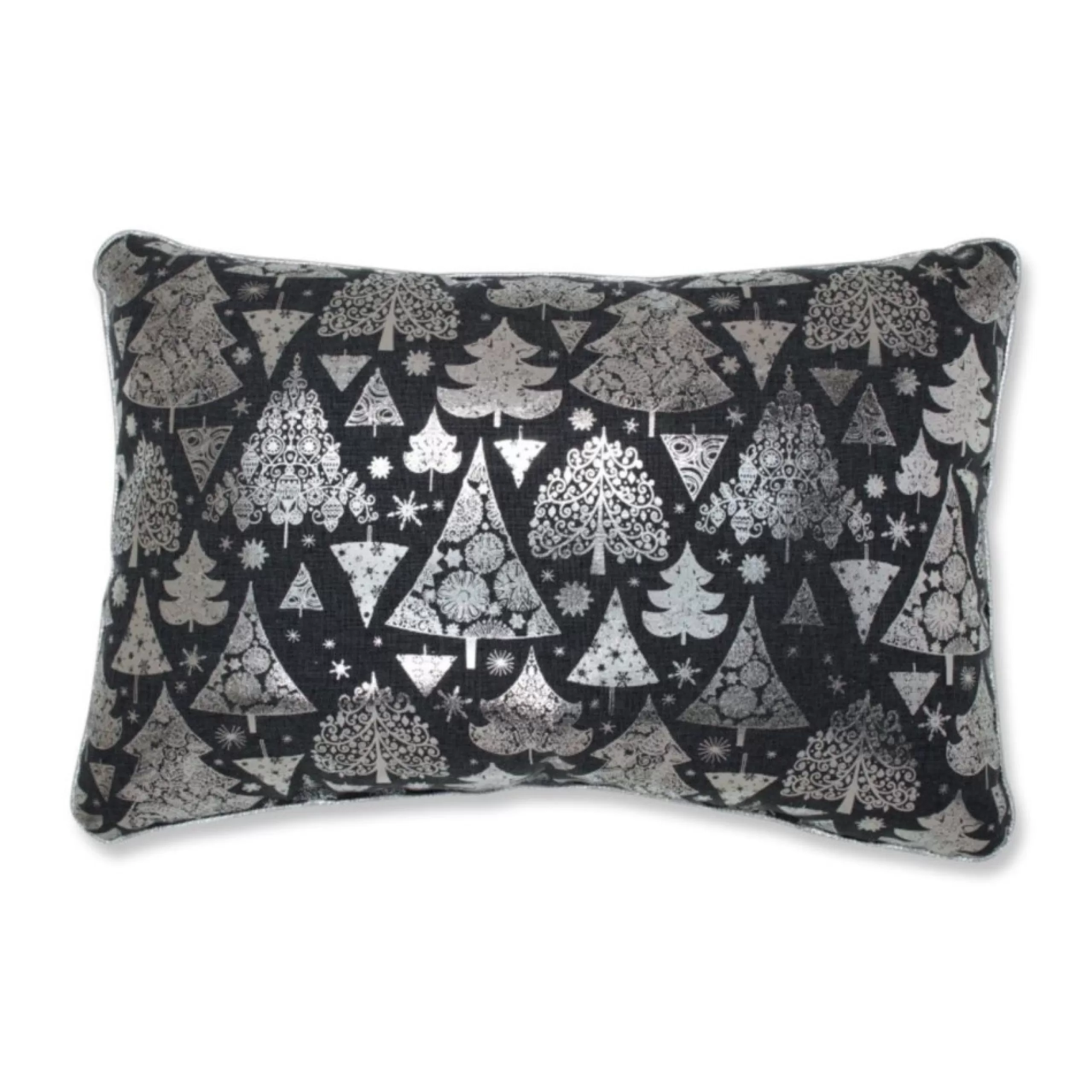 Pillows & Throws*CC Home Furnishings 18.5" Silver And Black Trees Christmas Rectangular Throw Pillow