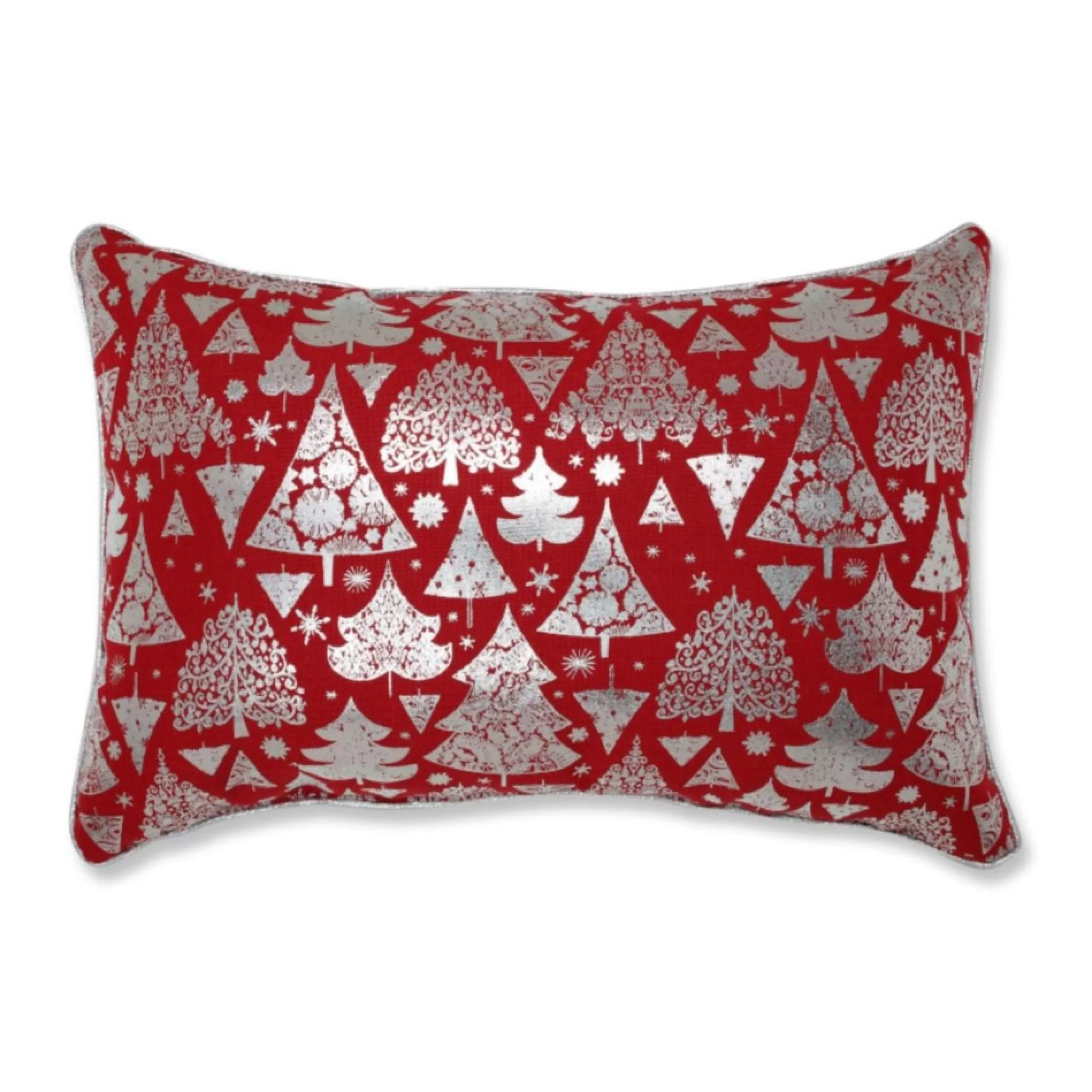 Pillows & Throws*Pillow Perfect 18.5" Silver And Red Trees Christmas Rectangular Throw Pillow