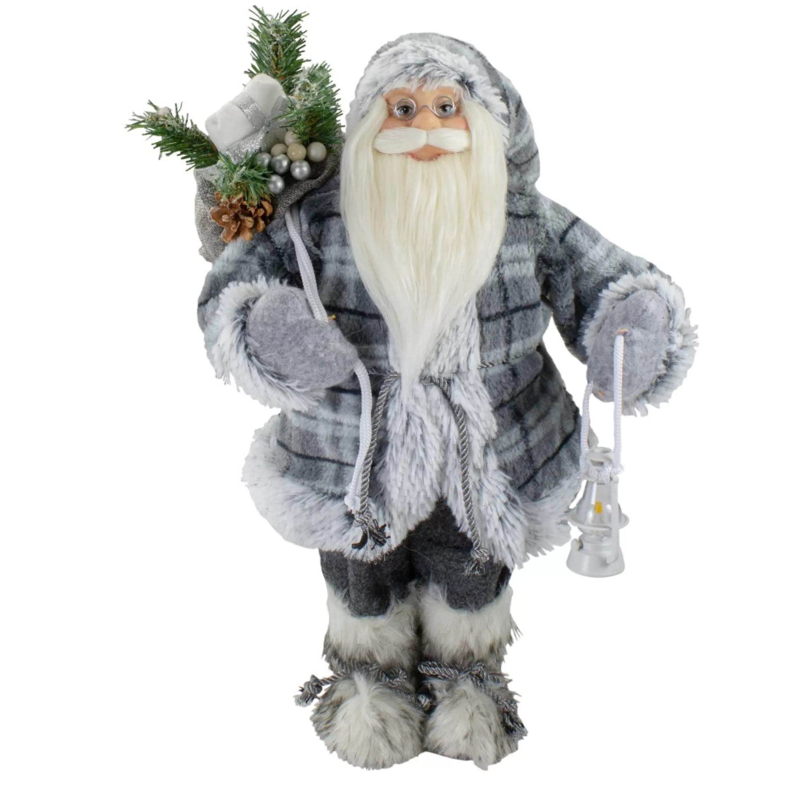 Santa Figures*Northlight 18" Gray Standing Santa Christmas Figure With Lantern