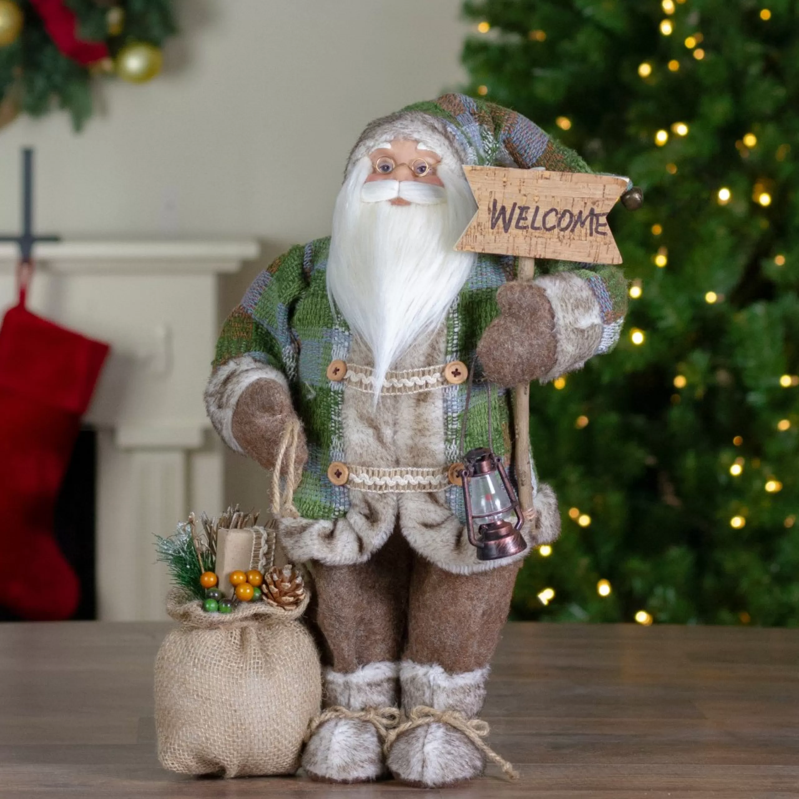 Santa Figures*Northlight 18" Standing Santa Christmas Figure Carrying A Welcome Sign