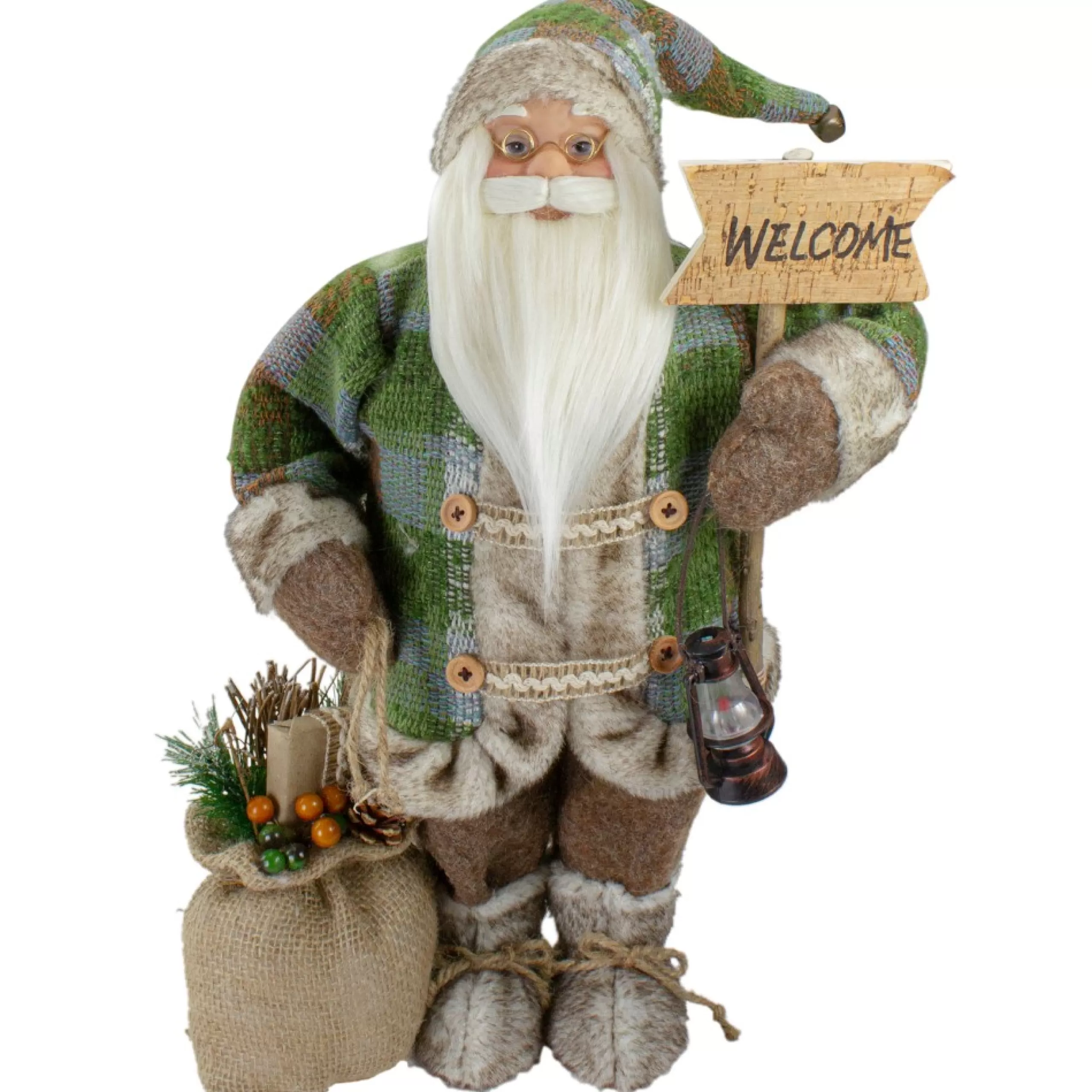 Santa Figures*Northlight 18" Standing Santa Christmas Figure Carrying A Welcome Sign