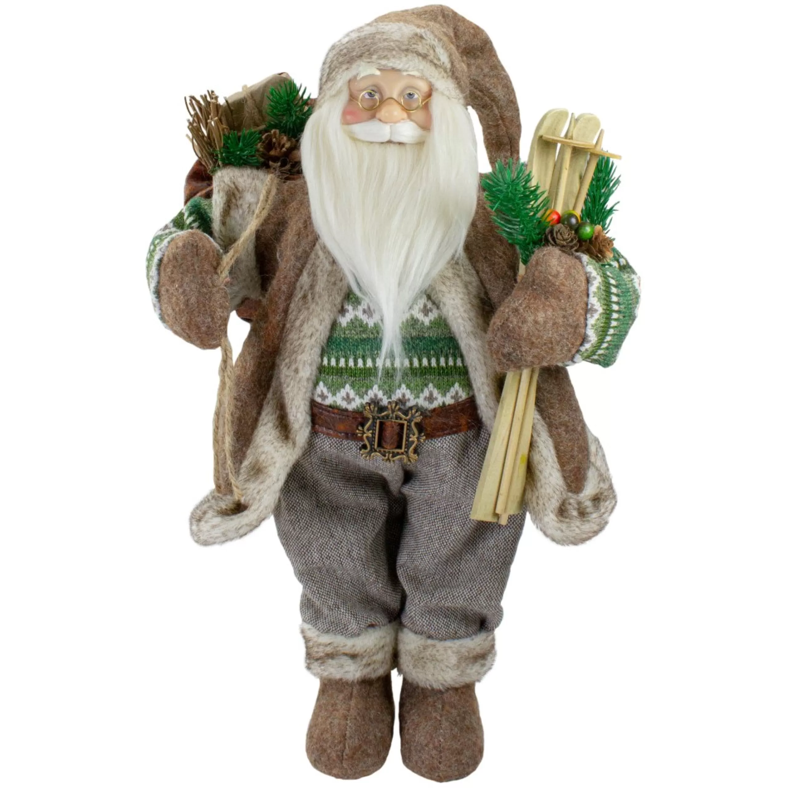 Santa Figures*Northlight 18" Standing Santa Christmas Figure Carrying Presents And Skis