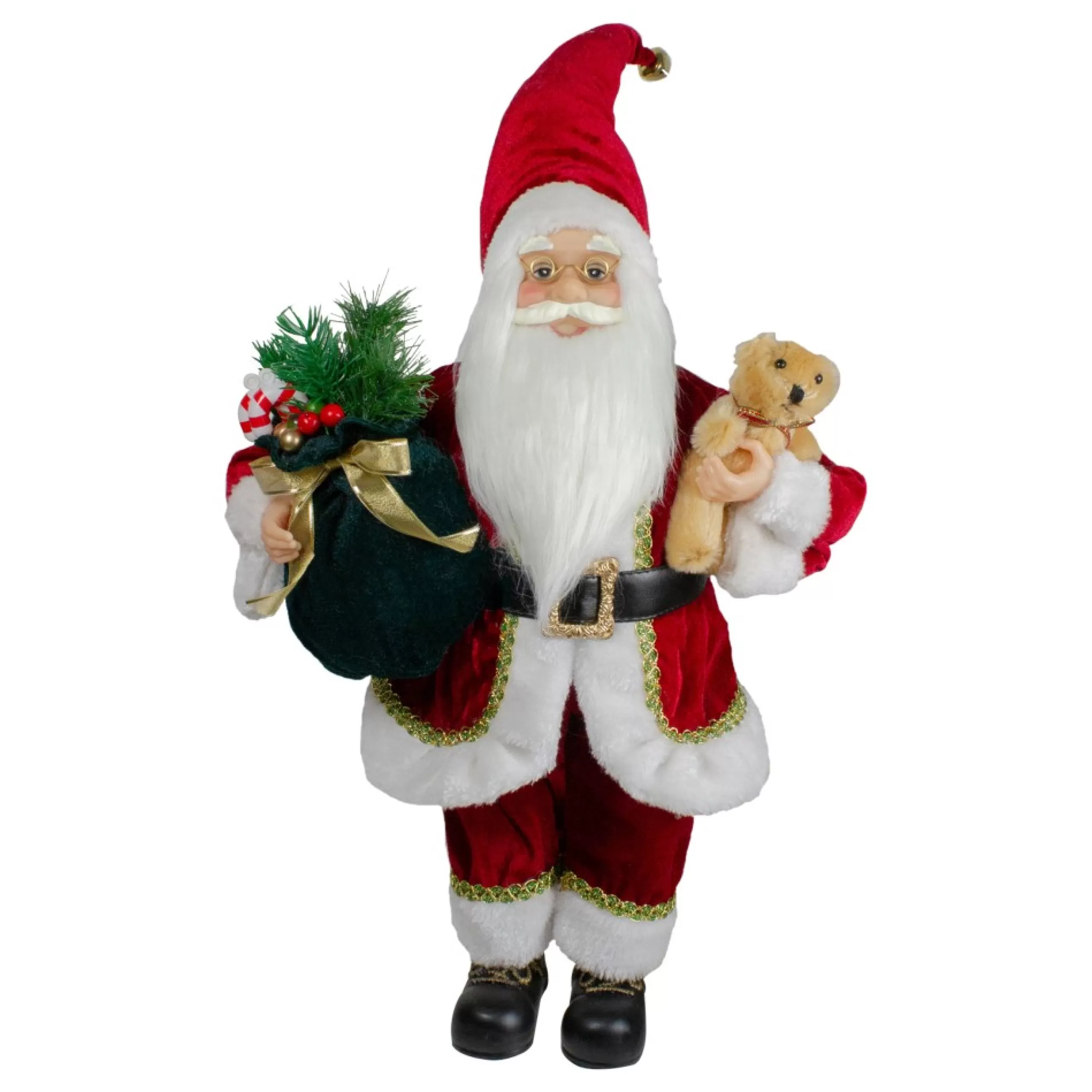 Santa Figures*Northlight 18" Standing Santa Christmas Figure With A Plush Bear