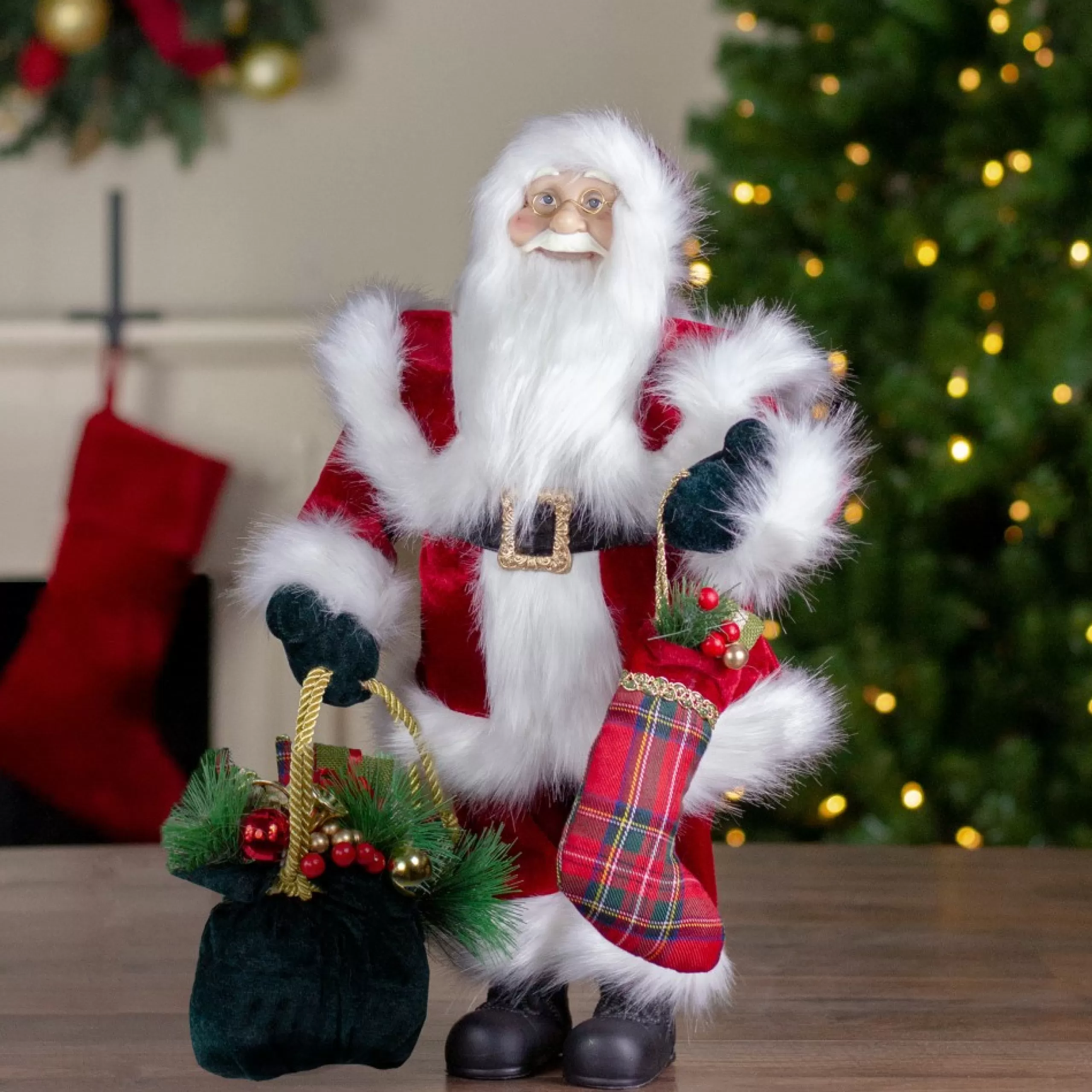 Santa Figures*Northlight 18" Standing Santa With Presents Christmas Figure