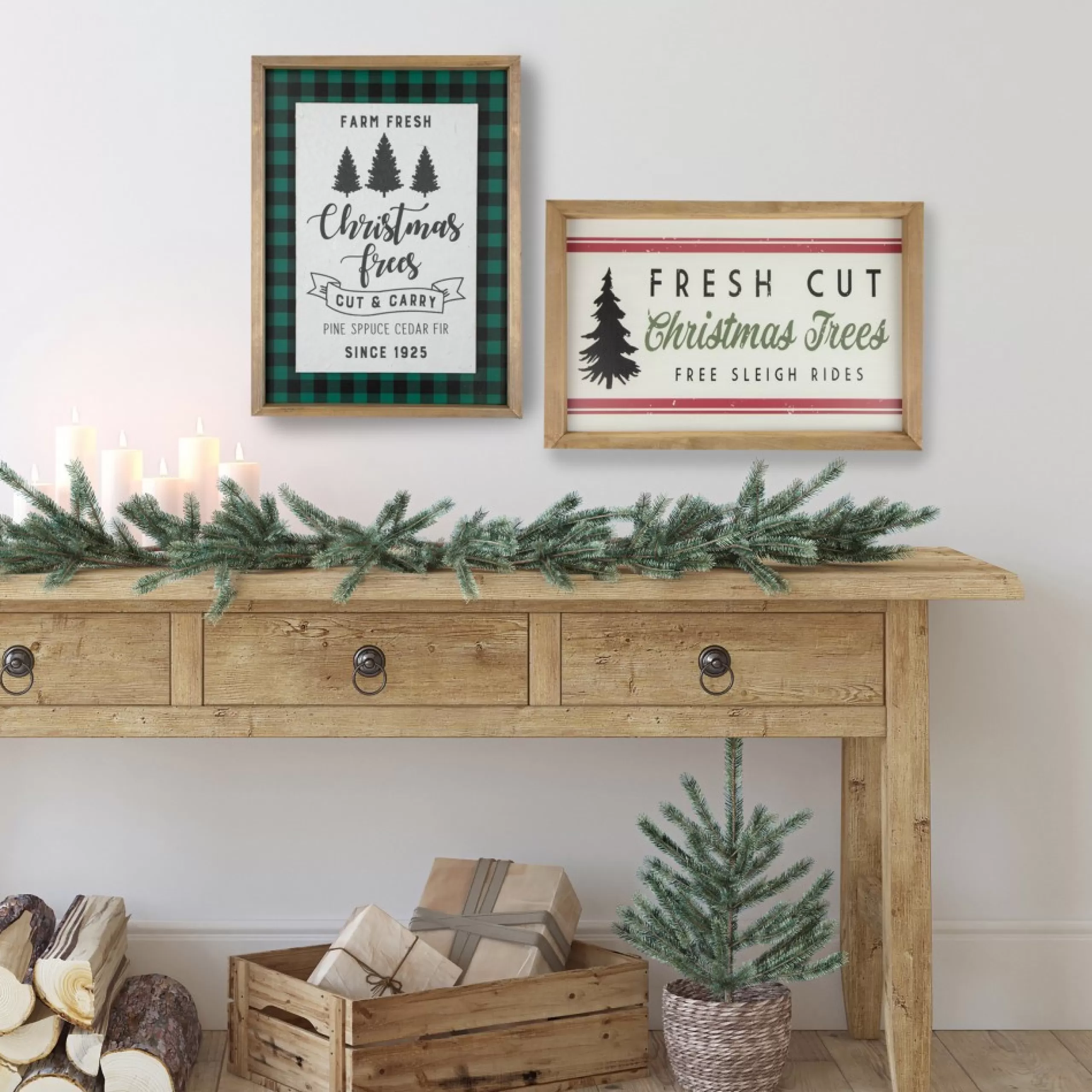 Signs & Plaques*Northlight 18" Wooden Framed "Fresh Cut Christmas Trees" Wall Sign