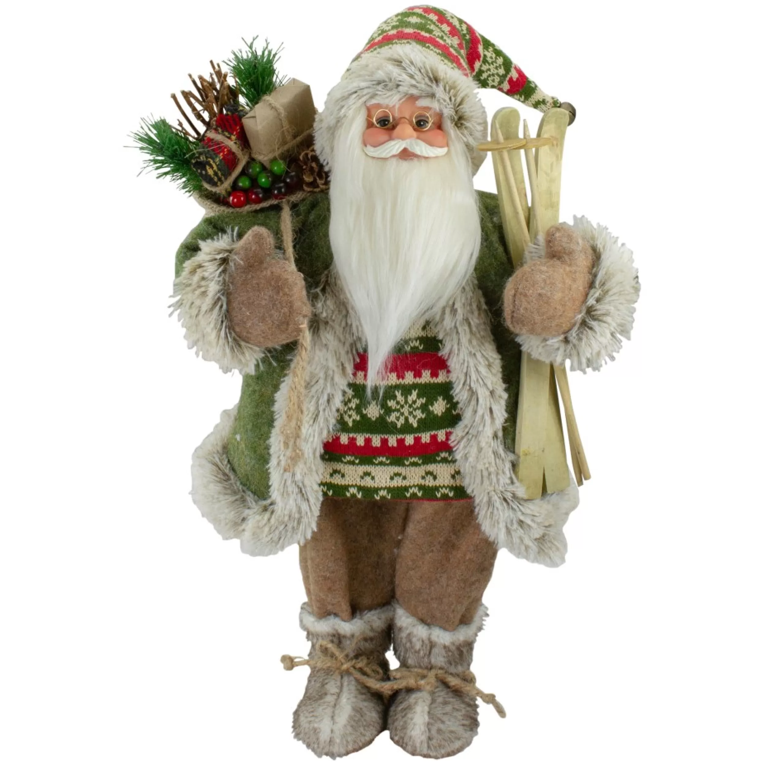 Santa Figures*Northlight 18"Standing Santa Christmas Figure Carrying Skis And Presents