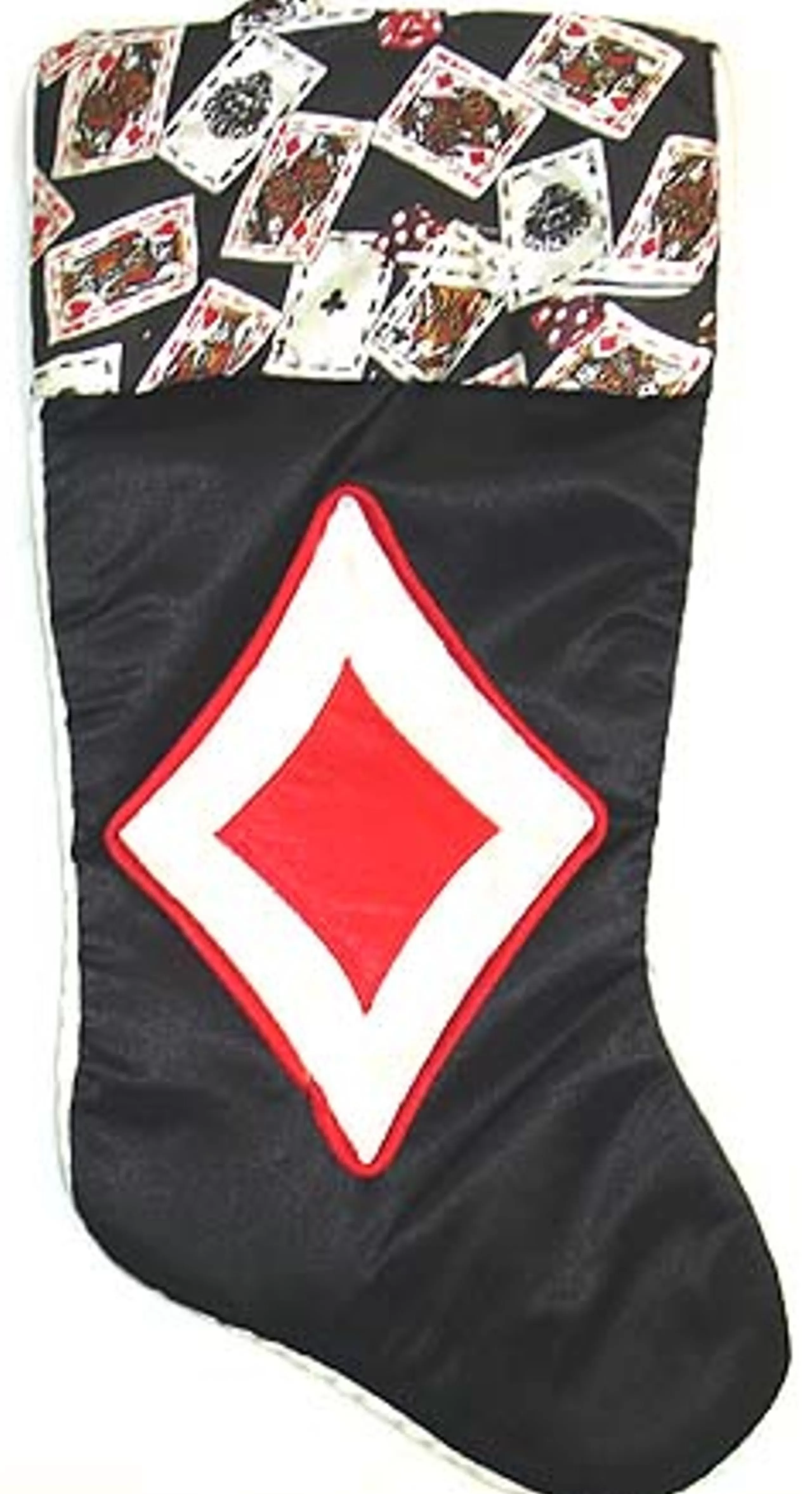 Stockings*Santa's Best 19" Black And Red Deck Of Cards Christmas Stocking