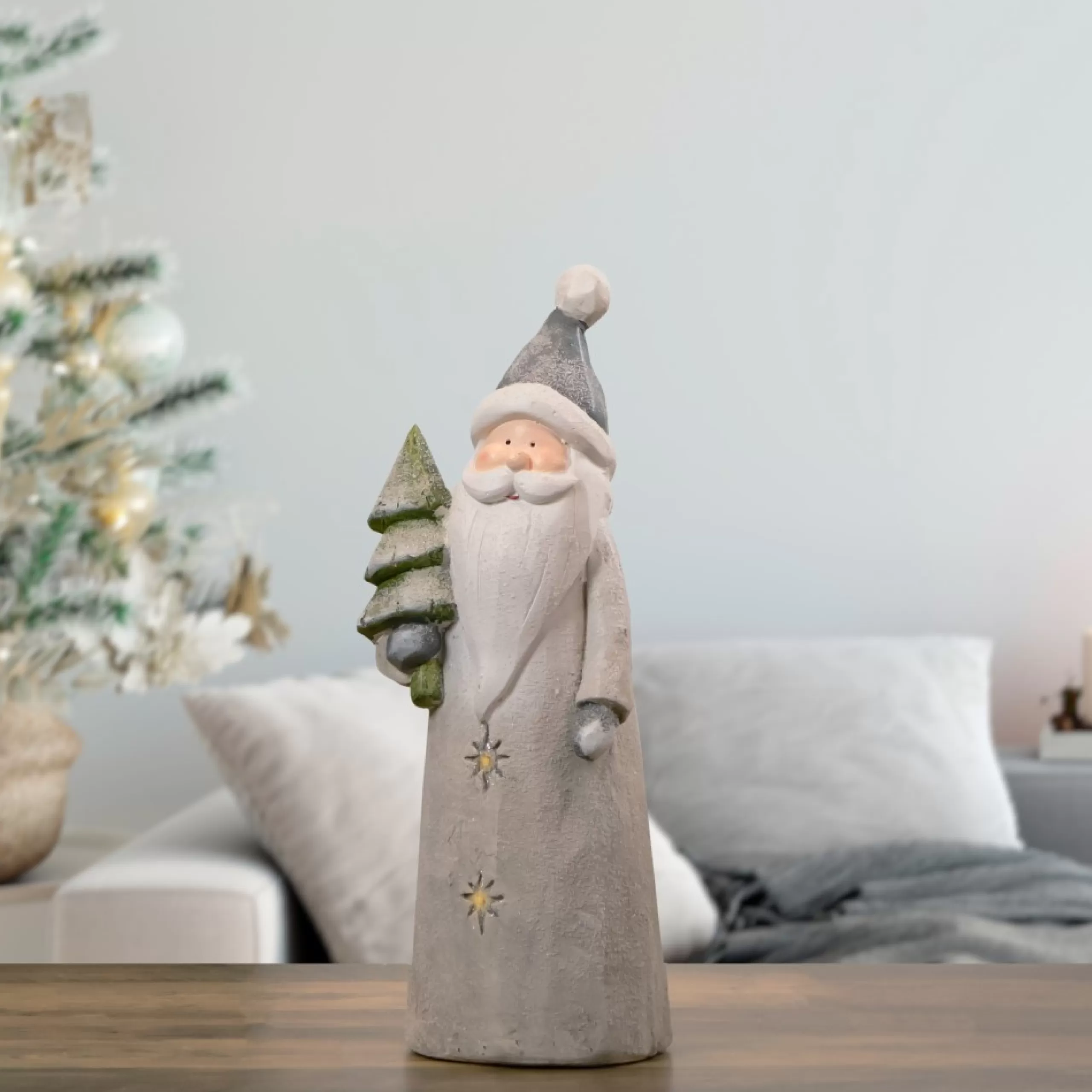 Table Top Pieces*Northlight 19" Led Lighted Ceramic Santa With Tree Christmas Figure