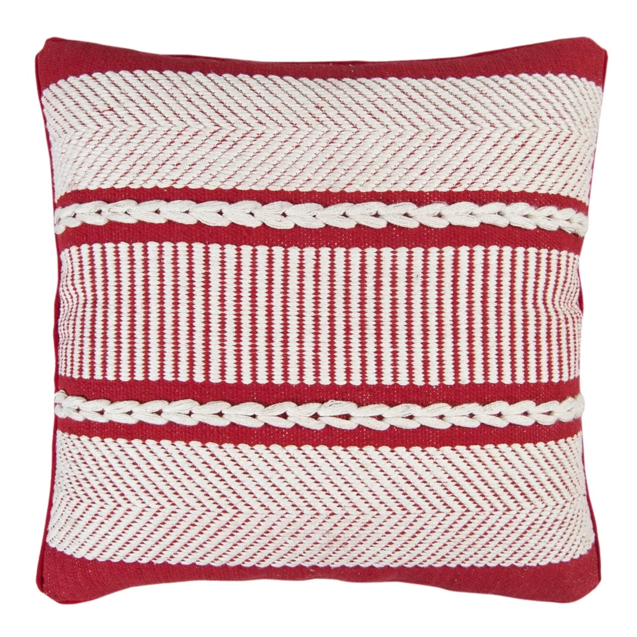 Pillows & Throws*Melrose 19" Red And White Chevron Cotton Throw Pillow