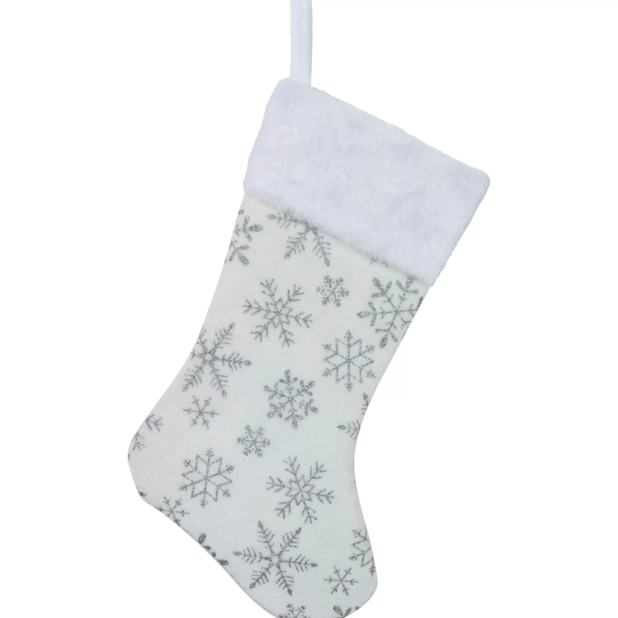 Stockings*Northlight 19" White And Silver Snowflakes Christmas Stocking