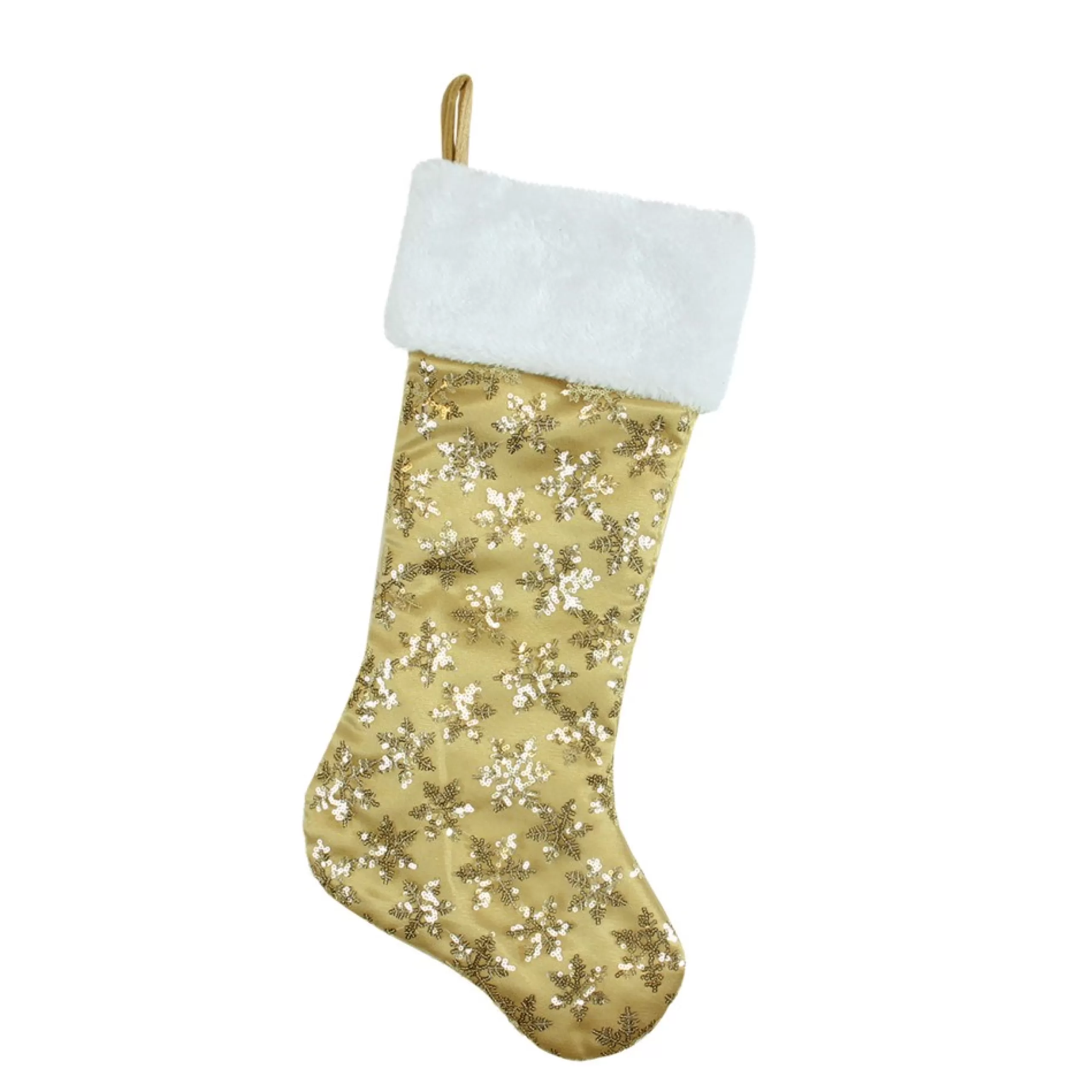 Stockings*Northlight 20.5" Gold And White Sequin Snowflake Christmas Stocking