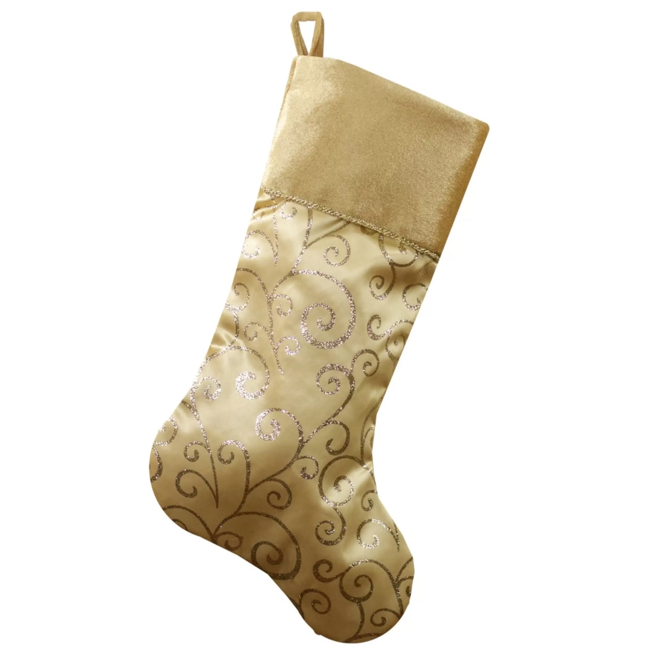 Stockings*Northlight 20.5" Gold Glittered Swirl Christmas Stocking With Velveteen Cuff