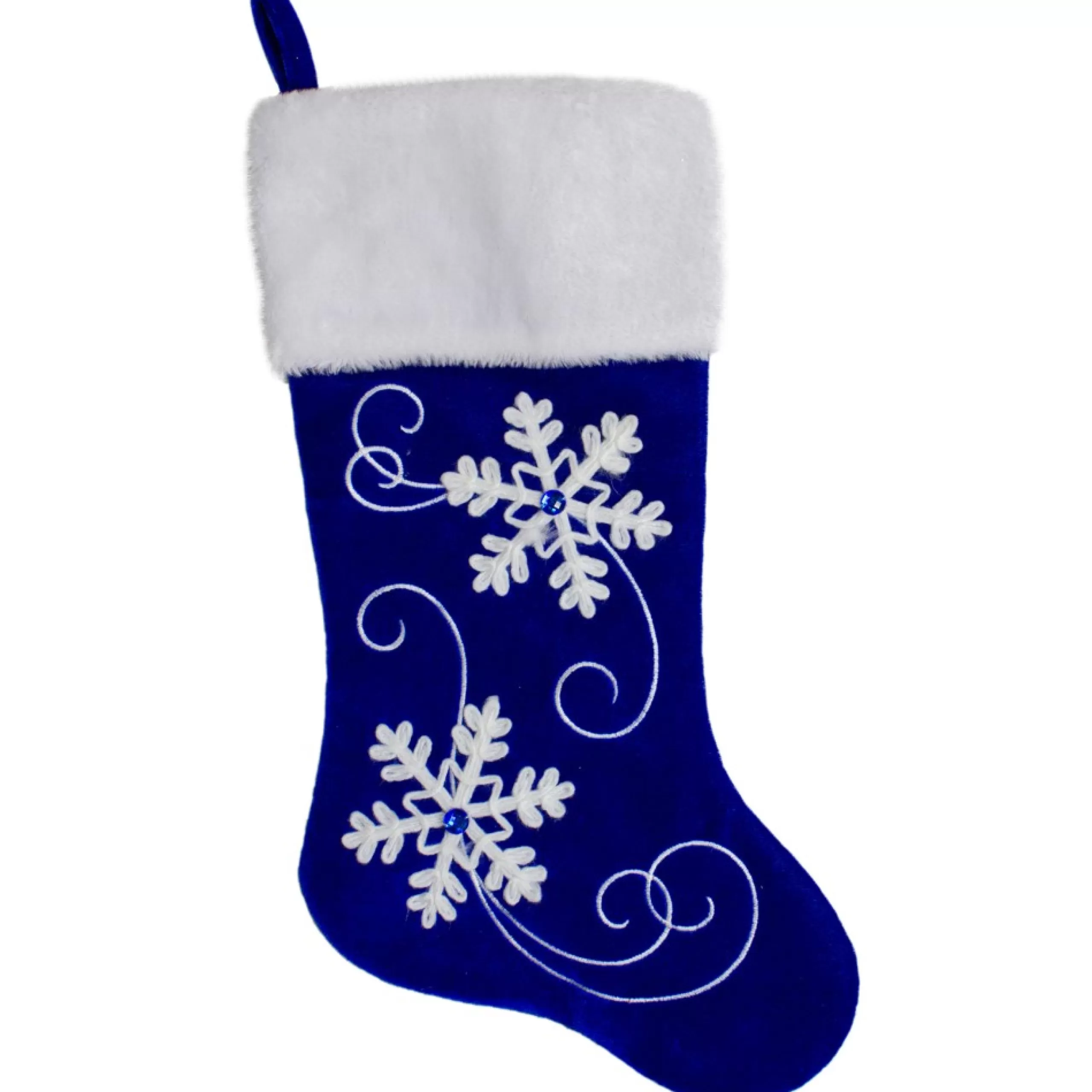 Stockings*Northlight 20.5-Inch Royal Blue Velvet And White Snowflake Christmas Stocking