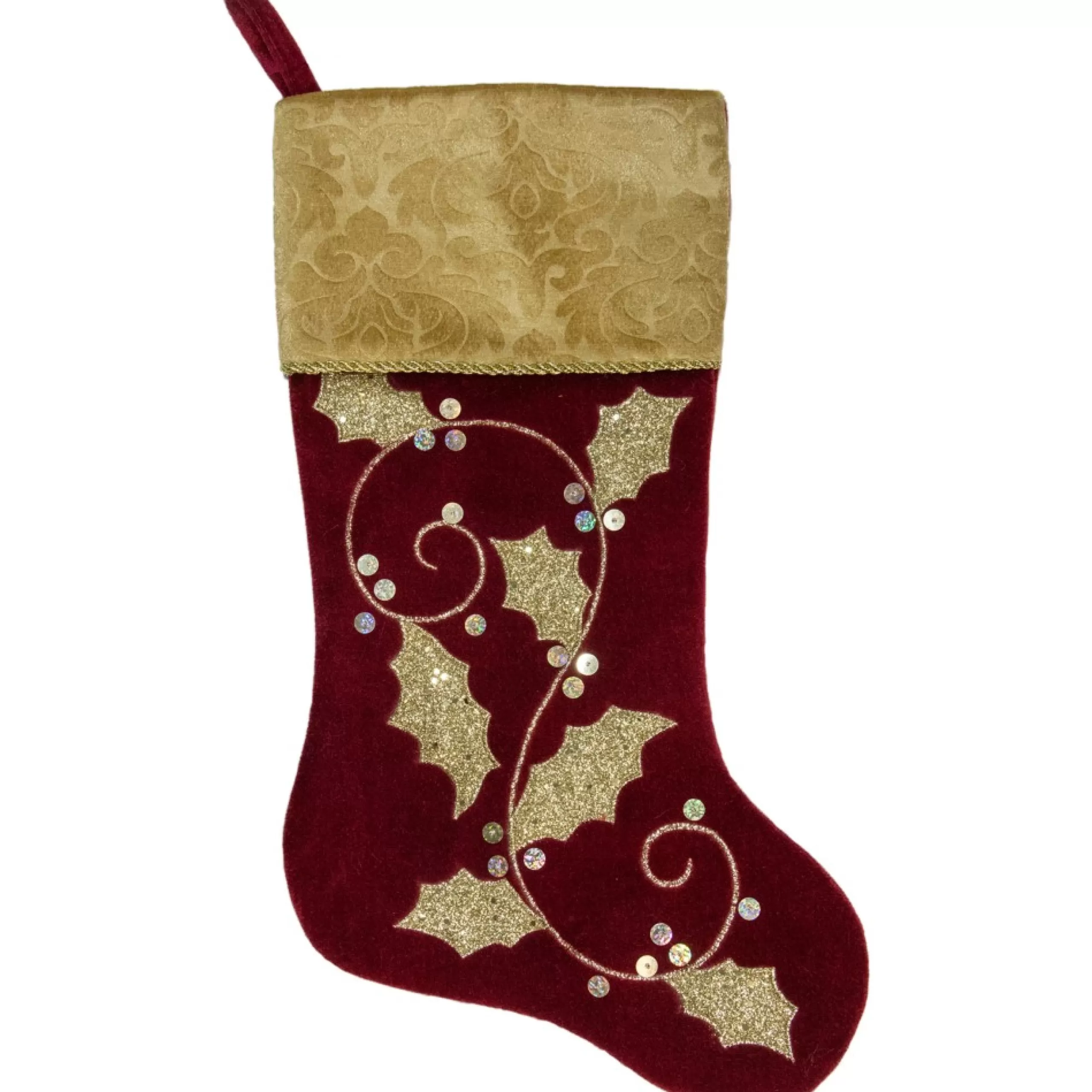 Stockings*Northlight 20.5-Inch Velvet Gold And Maroon Etched Cuff Christmas Stocking