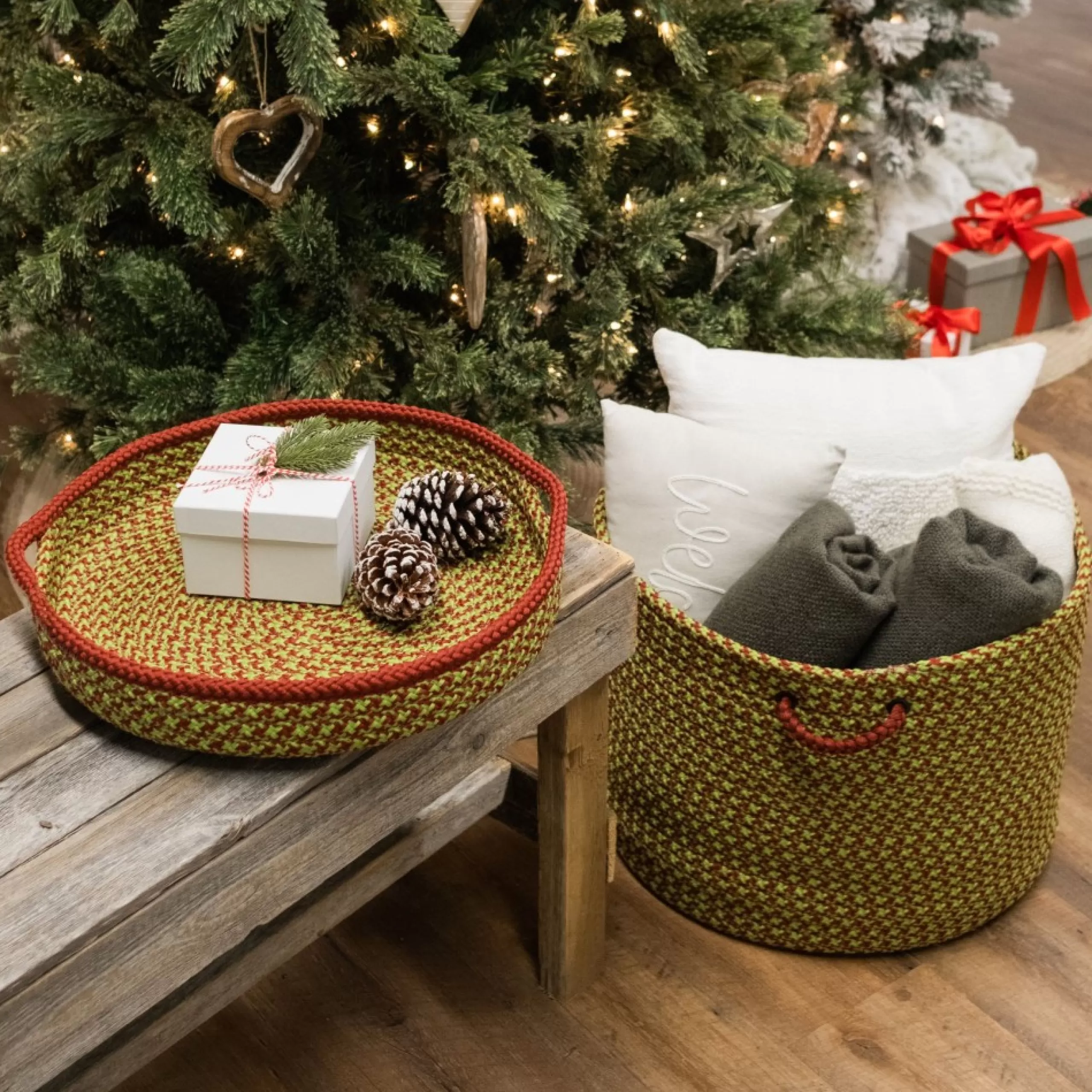 Decoration Storage*Colonial Mills 20" Braided Jumbo Houndstooth Christmas Storage Basket