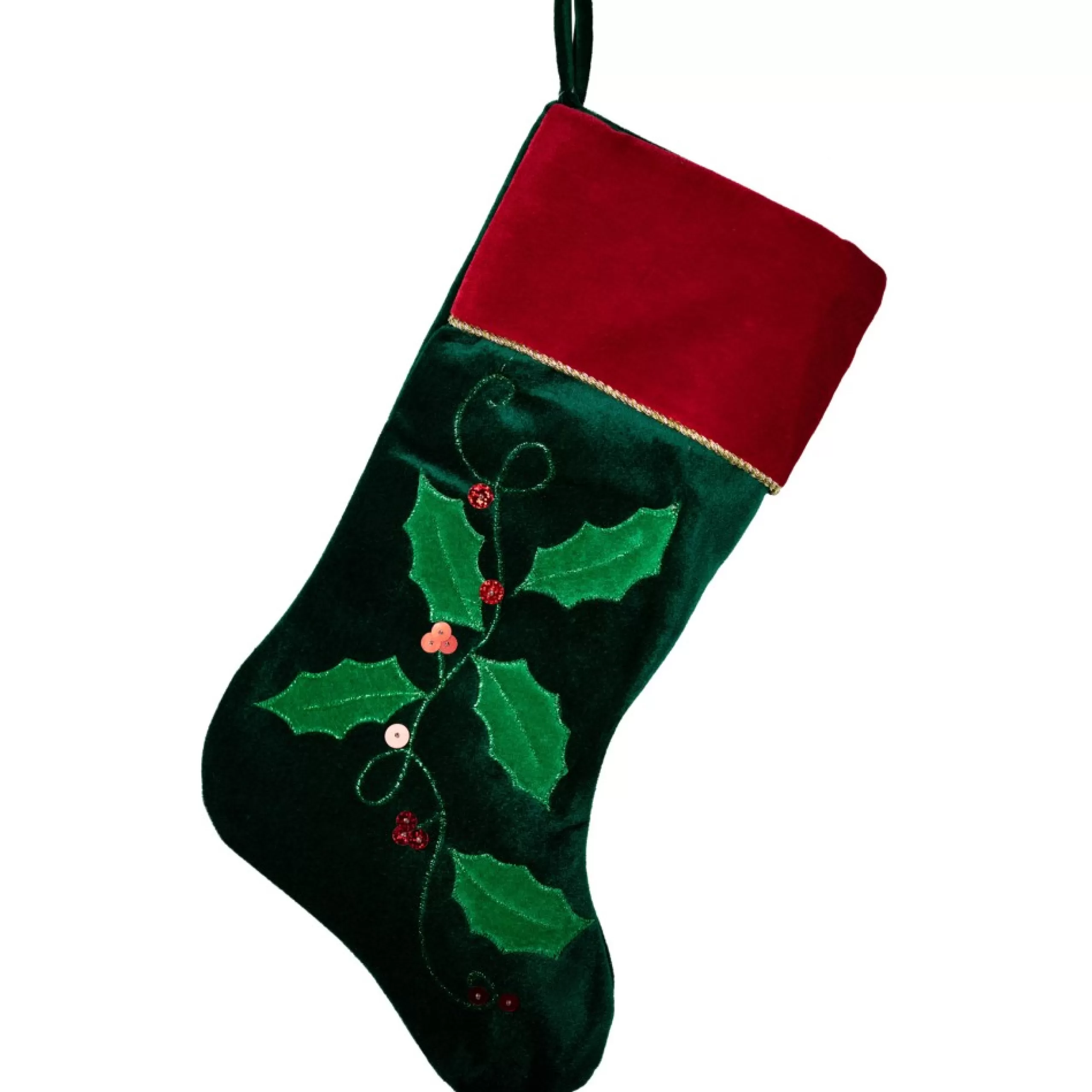 Stockings*Northlight 20" Dark Green And Red Holly Berry Christmas Stocking