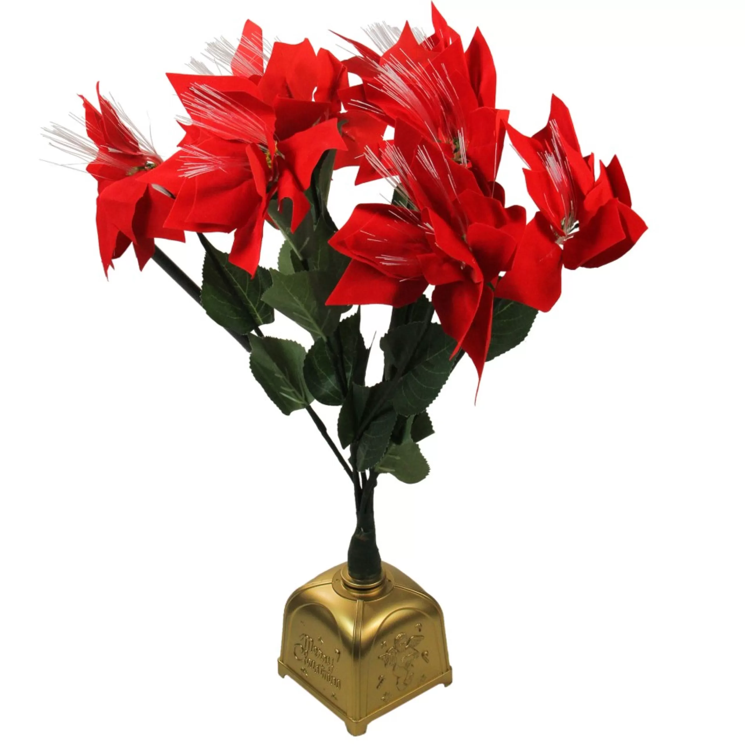 Floral*Northlight 20" Fiber Optic Lighted Red Poinsettia Artificial Christmas Plant