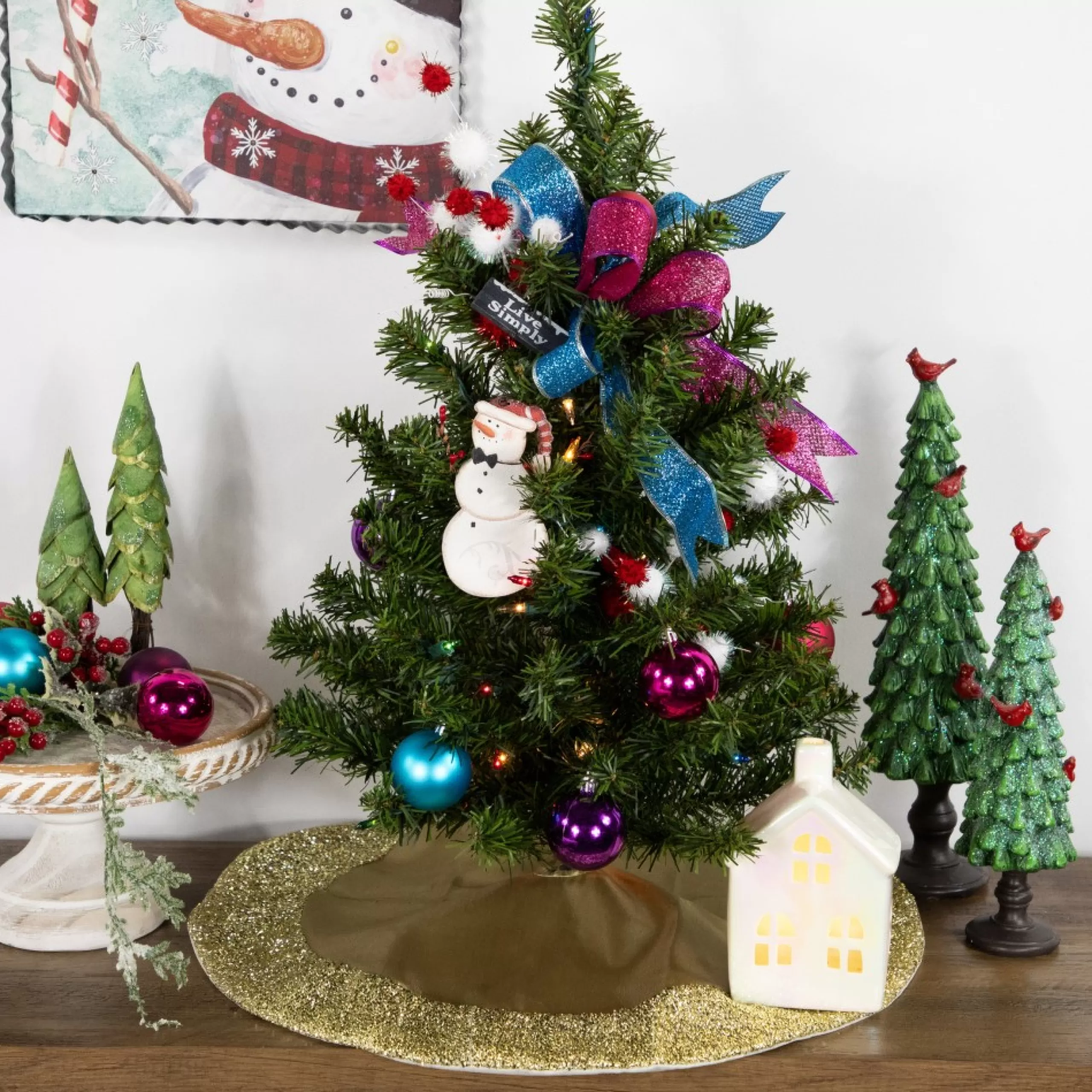 Mini Tree Skirts*Northlight 20" Gold Mini Christmas Tree Skirt With Tinsel Trim