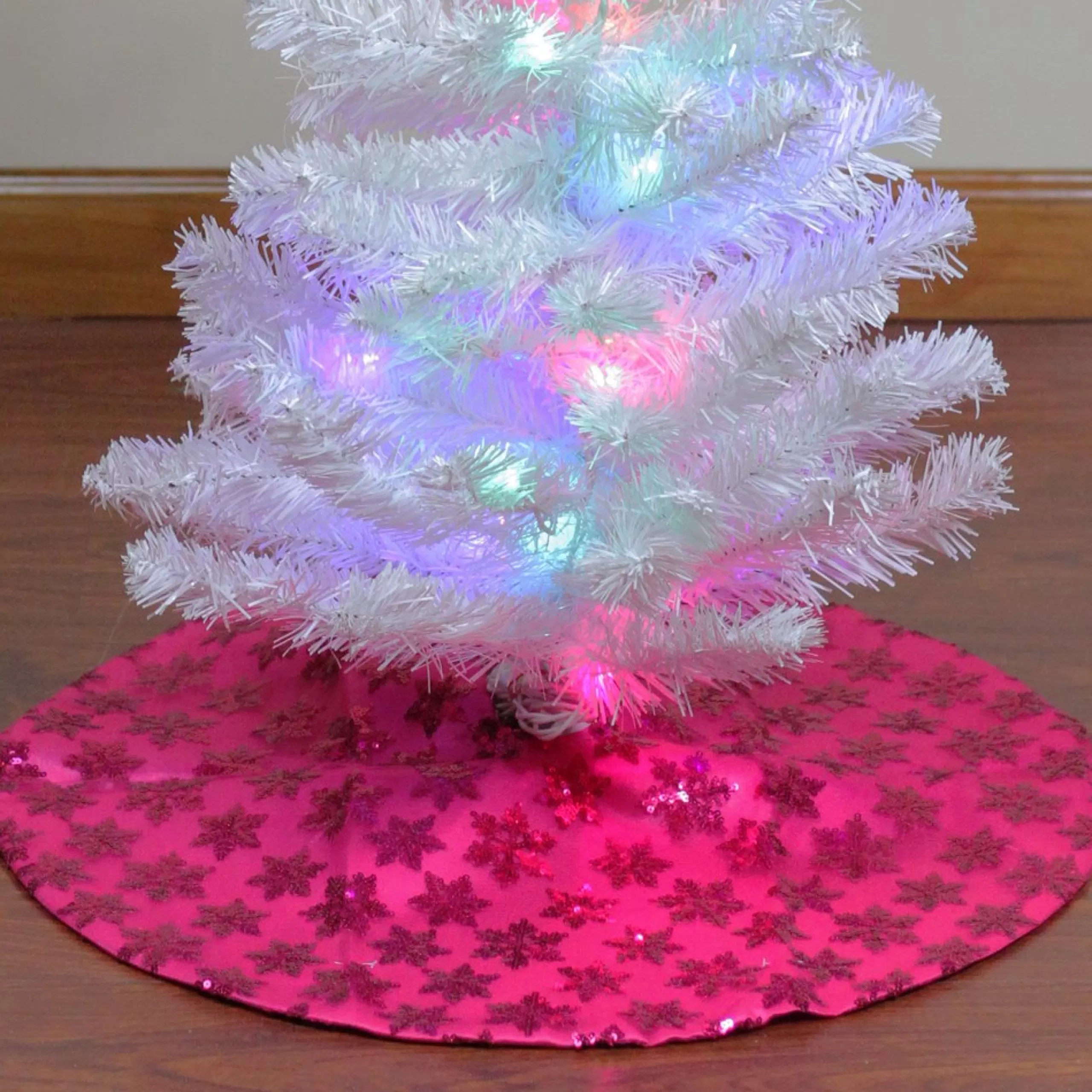 Mini Tree Skirts*Northlight 20" Pink Sequin Snowflake Mini Christmas Tree Skirt