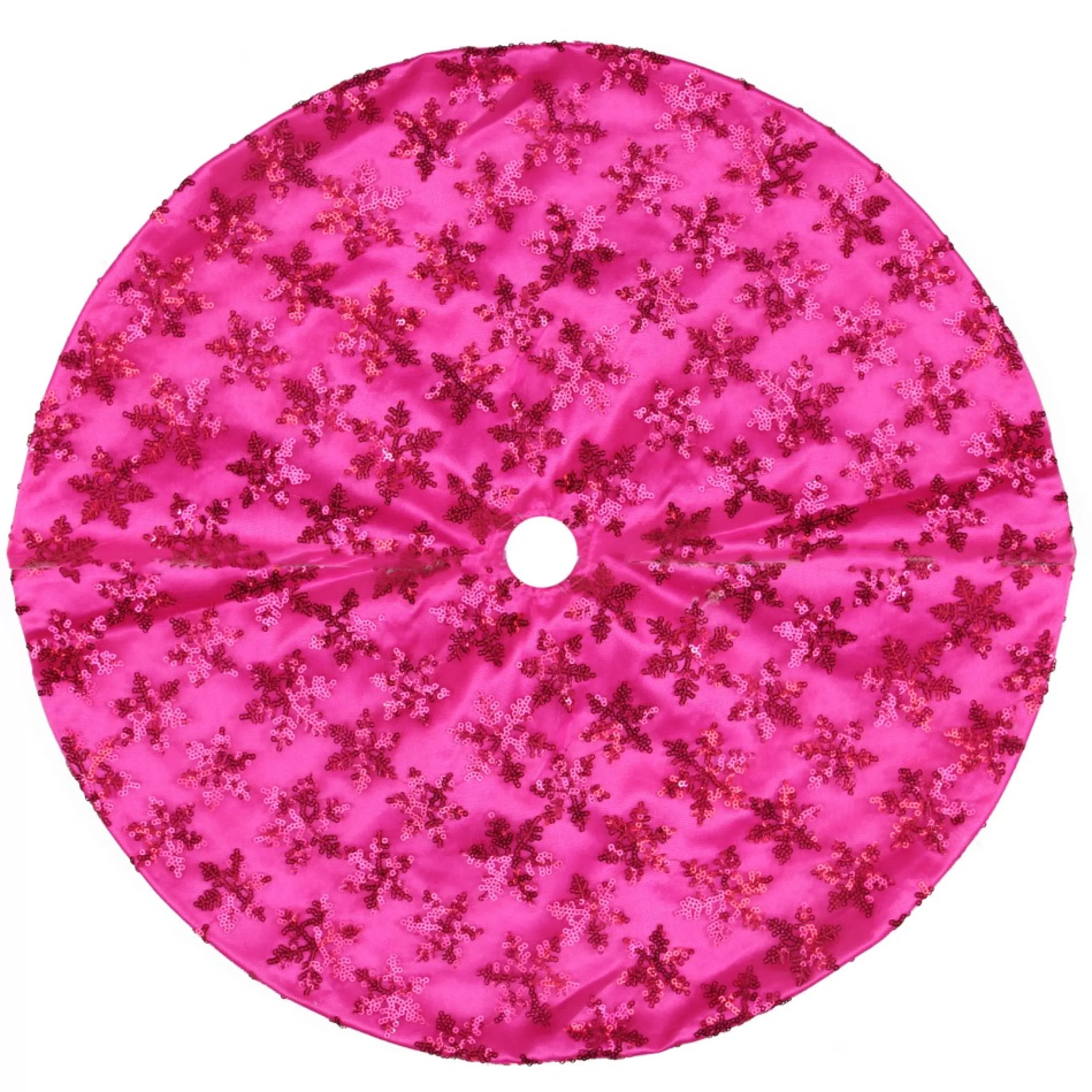 Mini Tree Skirts*Northlight 20" Pink Sequin Snowflake Mini Christmas Tree Skirt