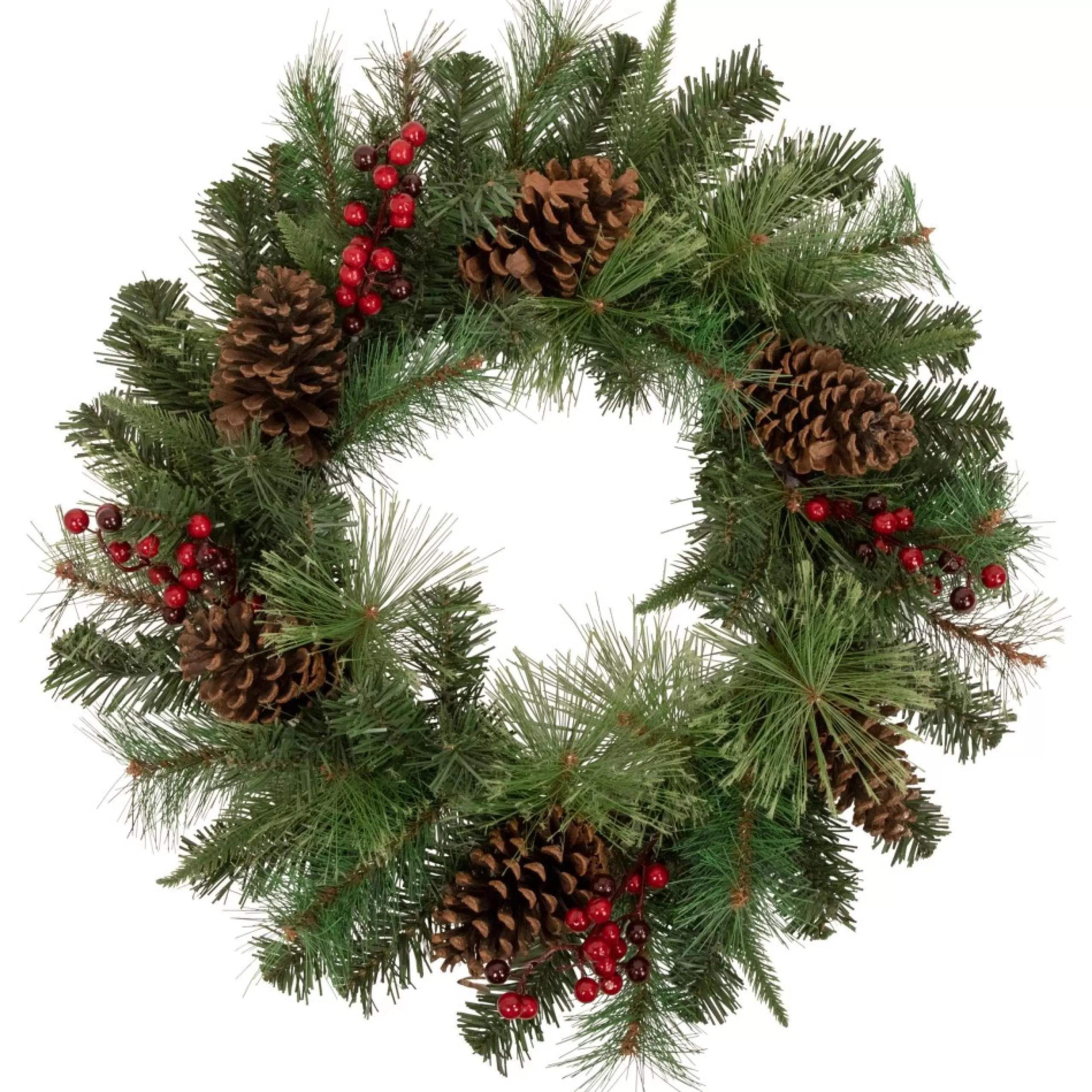 Specialty Wreaths*Northlight 24" Pre-Lit Artificial Mixed Pine And Berries Christmas Wreath