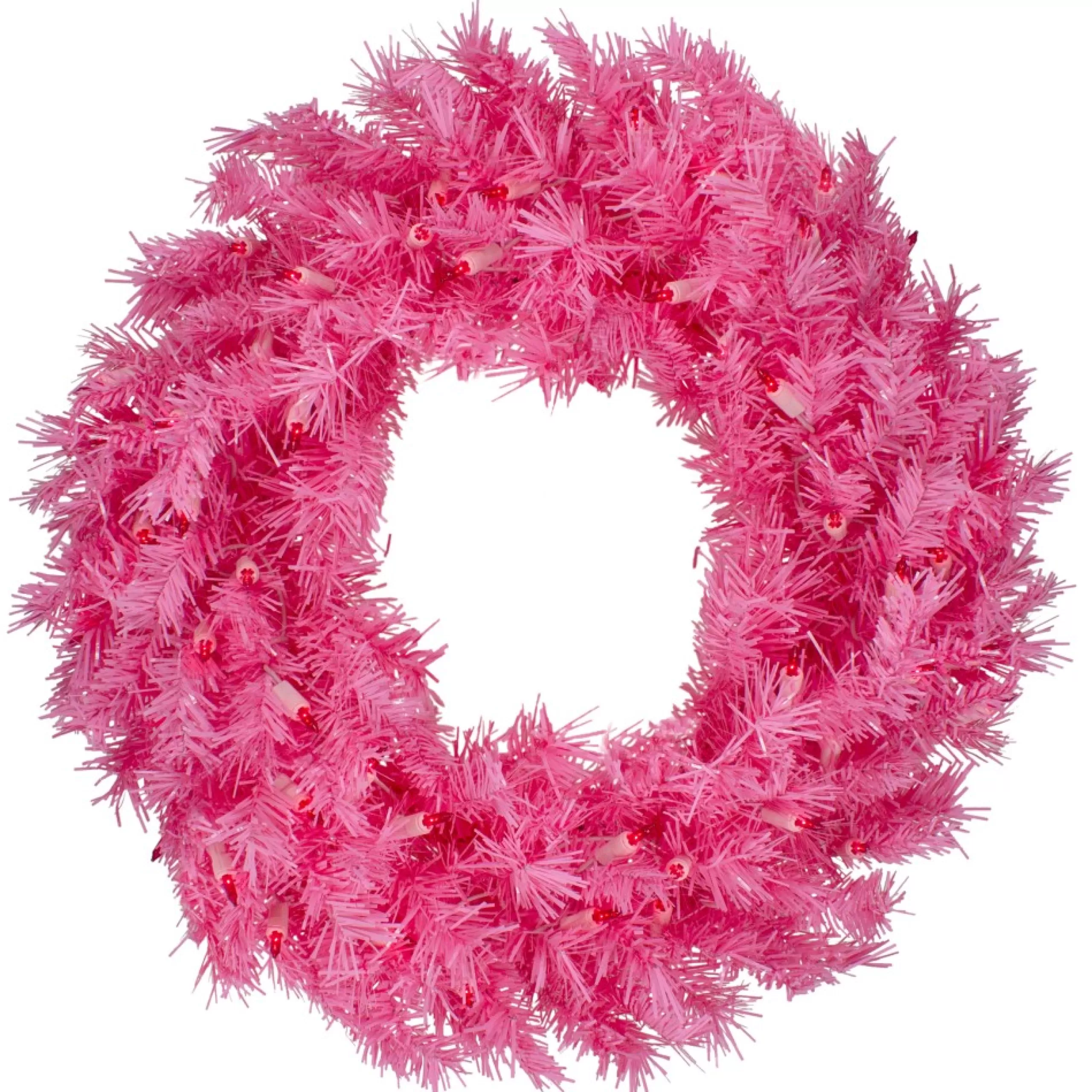 Pre-Lit Wreaths*Northlight 24" Pre-Lit Pink Spruce Artificial Christmas Wreath, Pink Lights