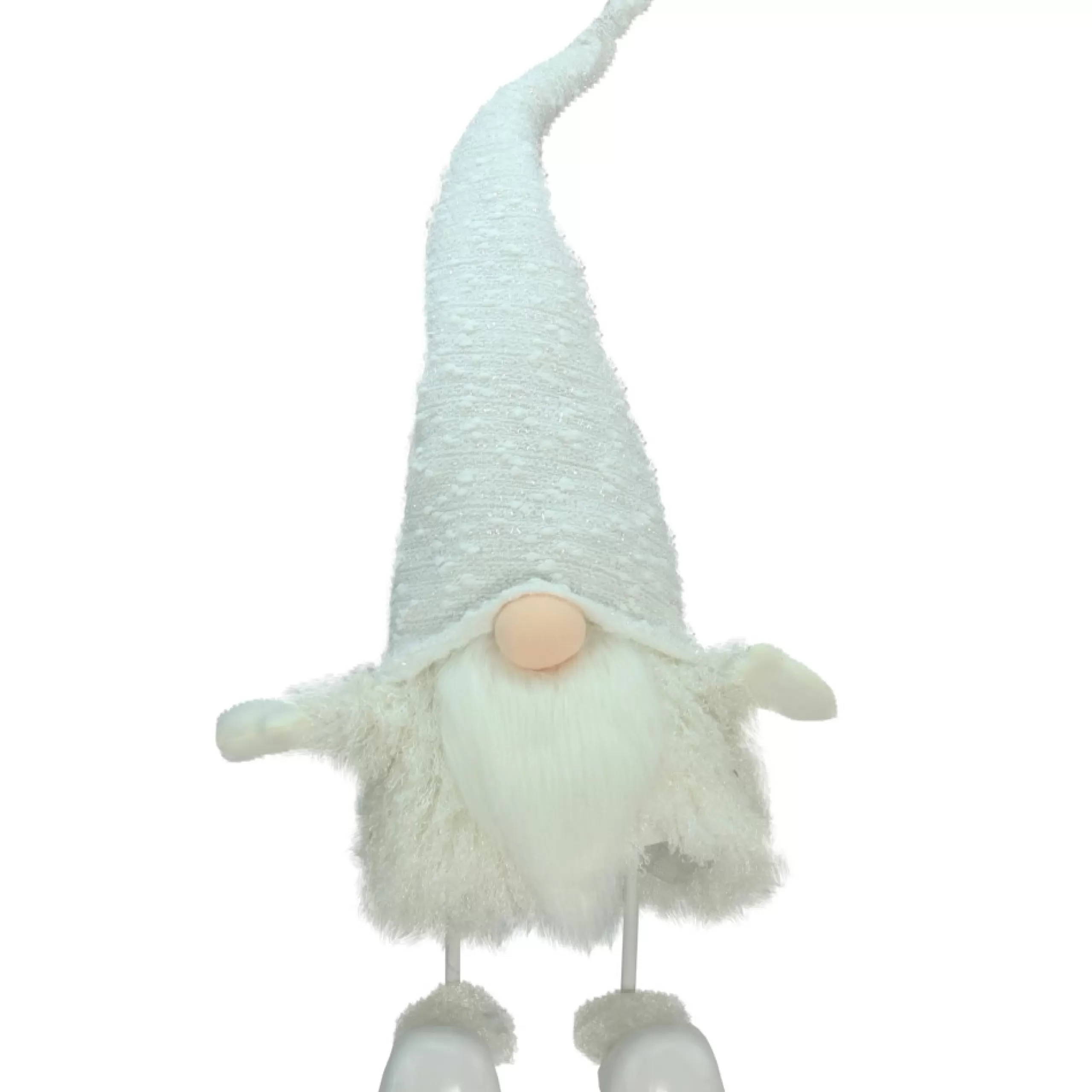 Gnomes*Northlight 24" Pure White Sparkling Saul Bobble Action Christmas Gnome