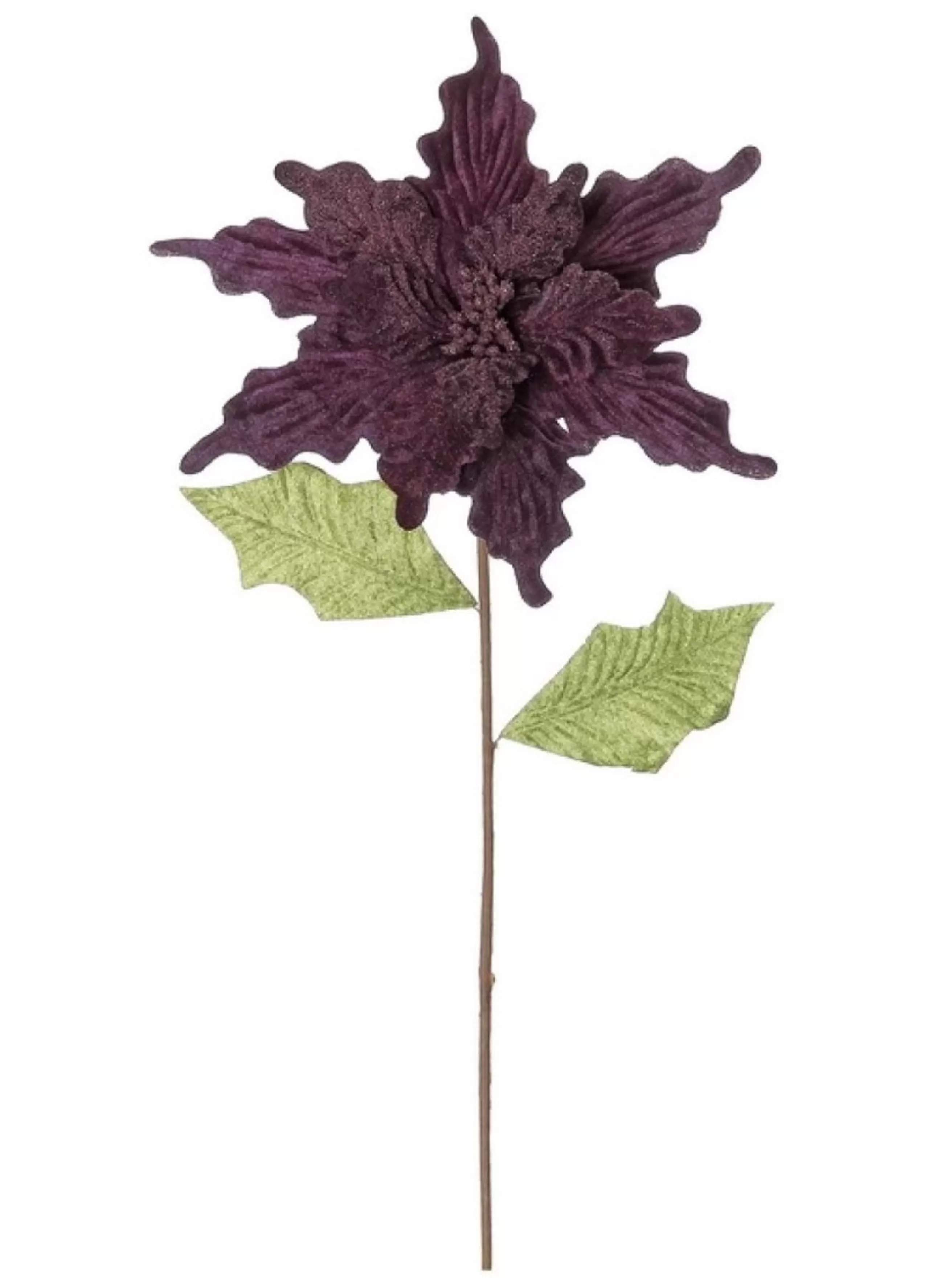 Sprays, Branches & Picks*Select Artificials 24" Purple And Green Glittered Artificial Poinsettia Christmas Spray