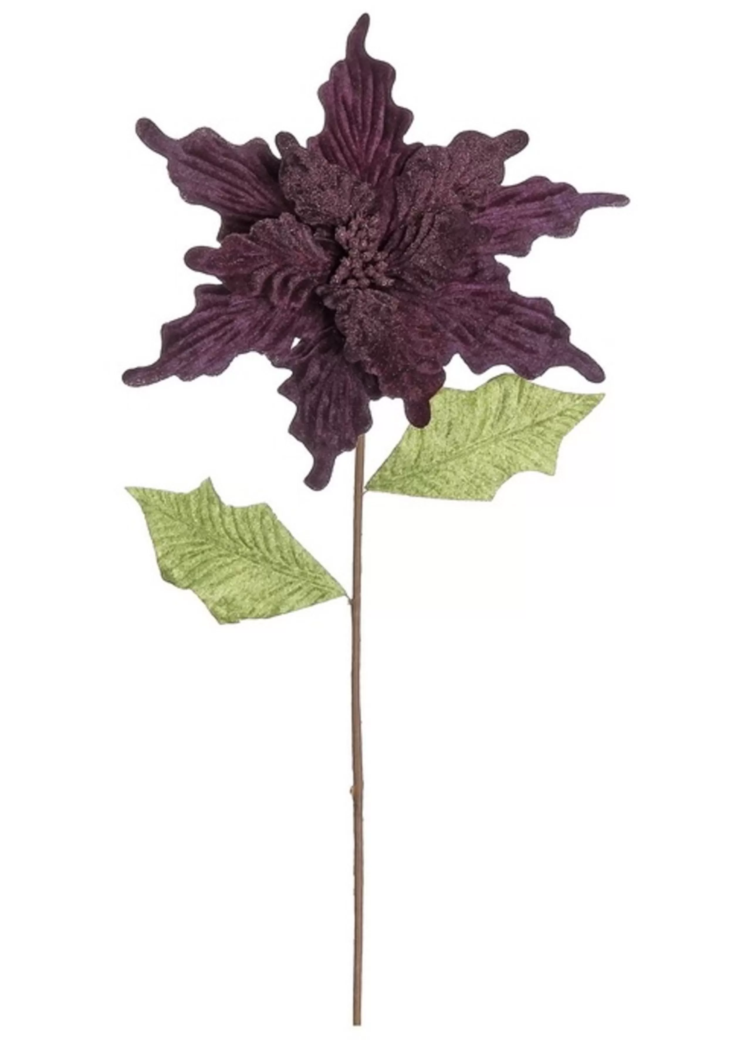 Sprays, Branches & Picks*Select Artificials 24" Purple And Green Glittered Artificial Poinsettia Christmas Spray