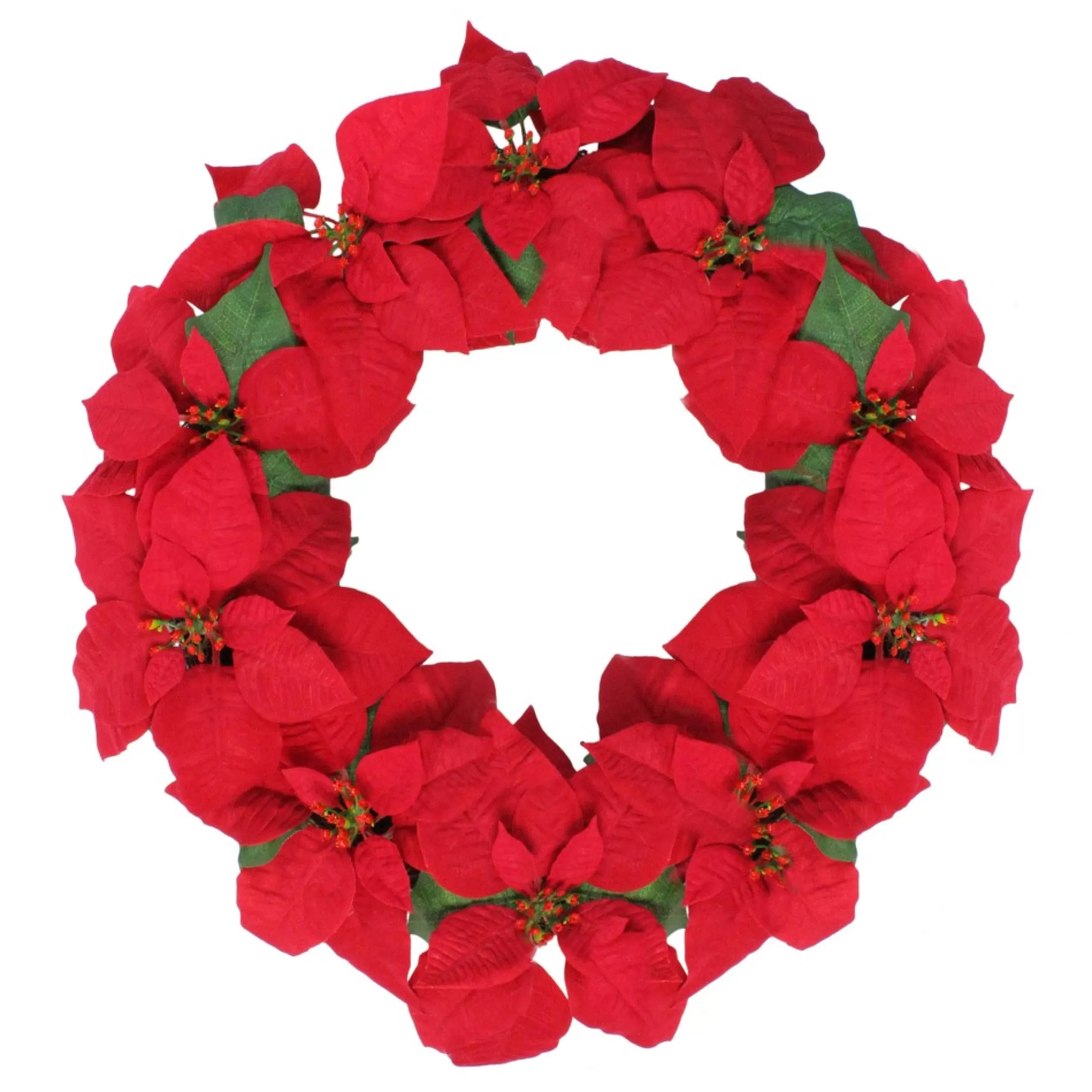 Specialty Wreaths*Northlight 24" Red Artificial Poinsettia Flower Christmas Wreath - Unlit