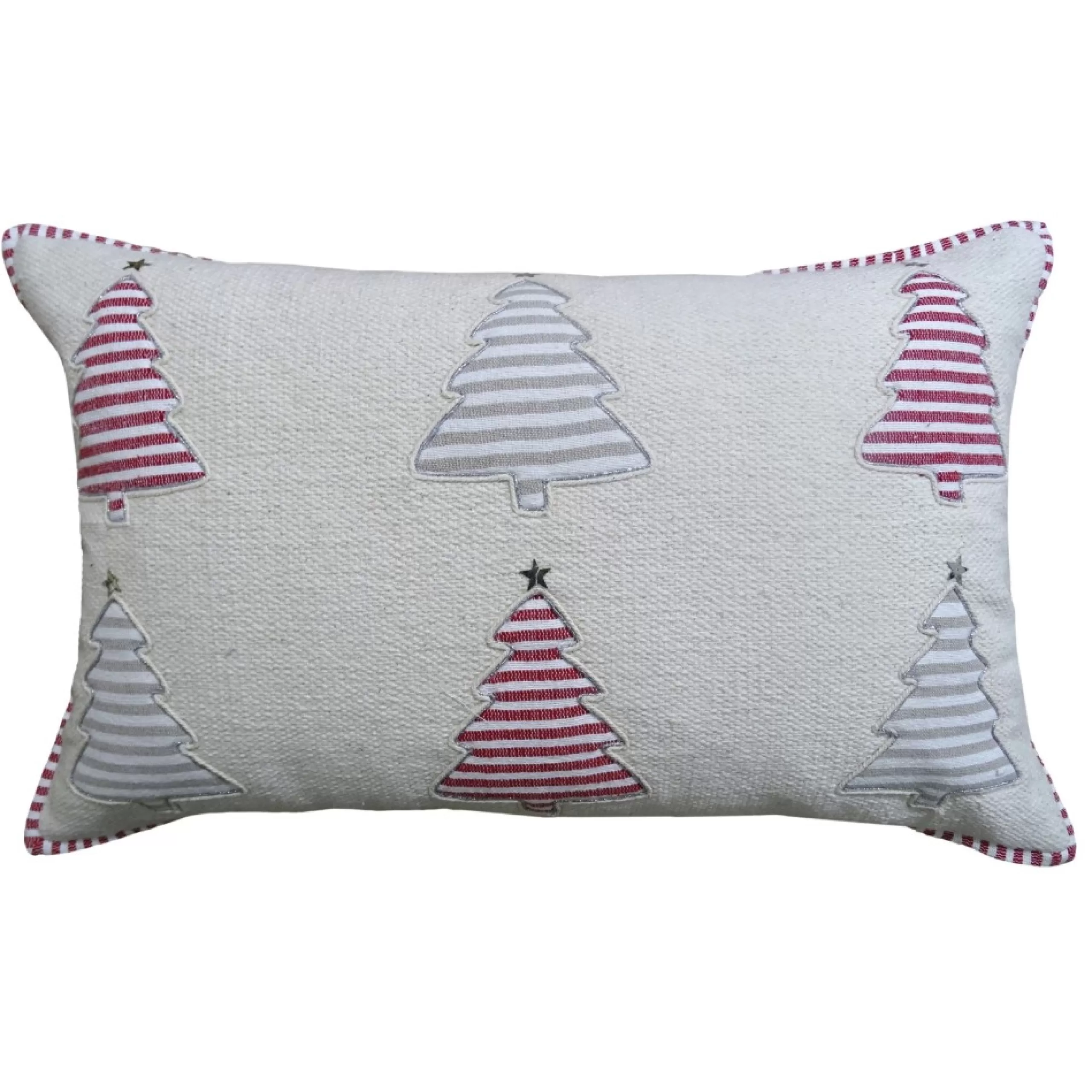 Pillows & Throws*Contemporary Home Living 24" White And Red Handloomed Christmas Tree Throw Pillow