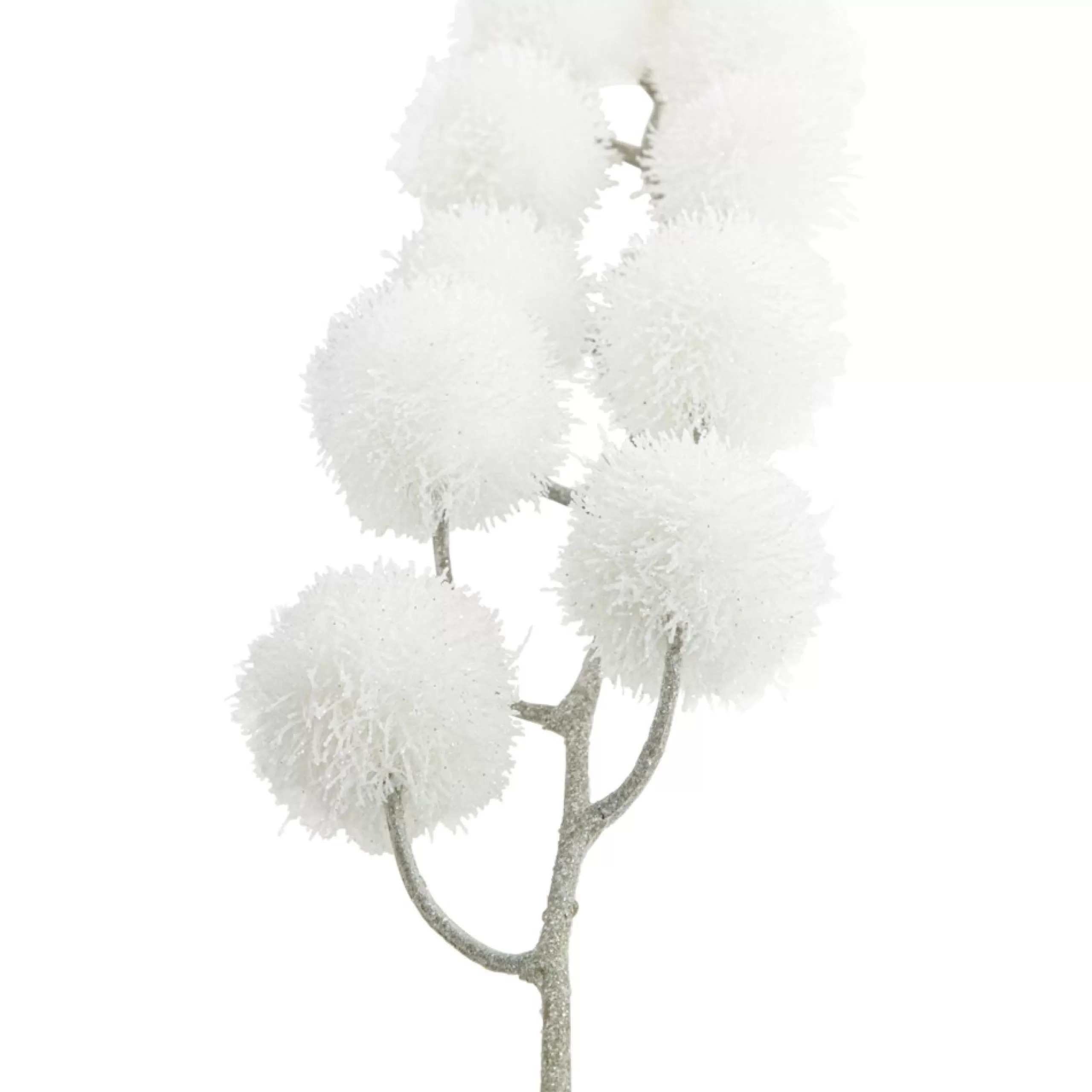 Sprays, Branches & Picks*Northlight 24" White Glittered Pom Pom Artificial Christmas Spray