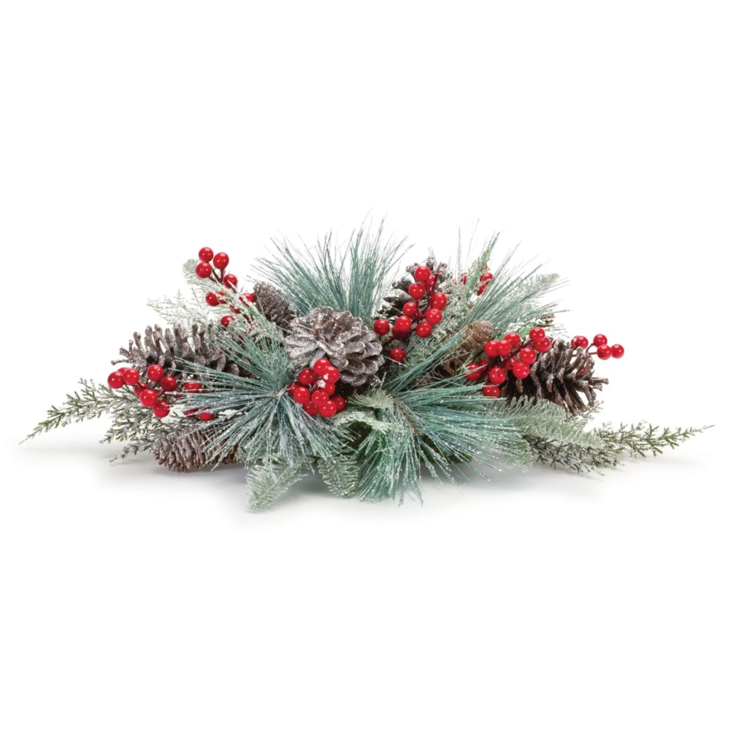 Floral*Melrose 25.25" Green Frosted Pine Cone And Berry Christmas Centerpiece