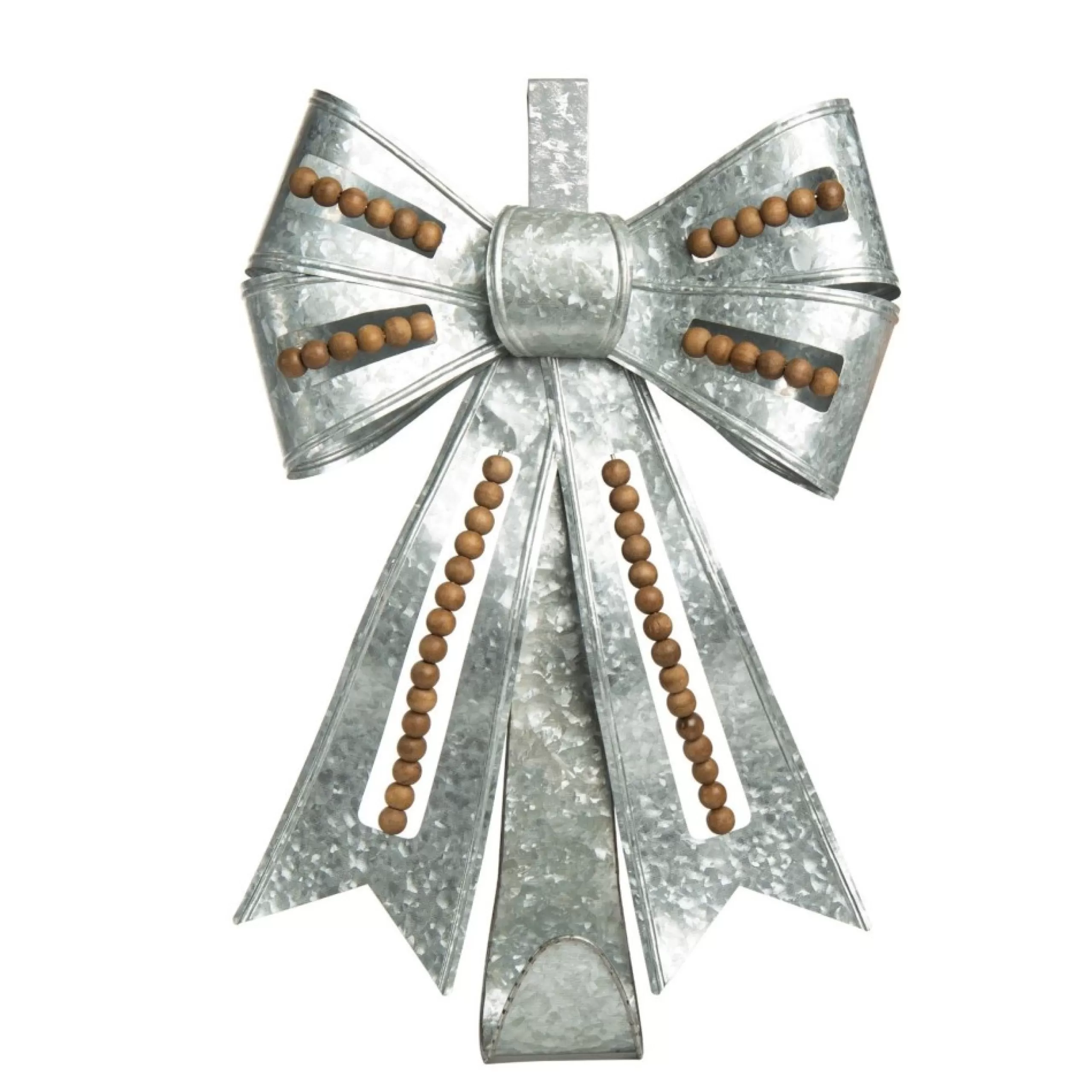 Wreath Accessories*Contemporary Home Living 25.5" Silver Christmas Beaded Bow Wreath Holder