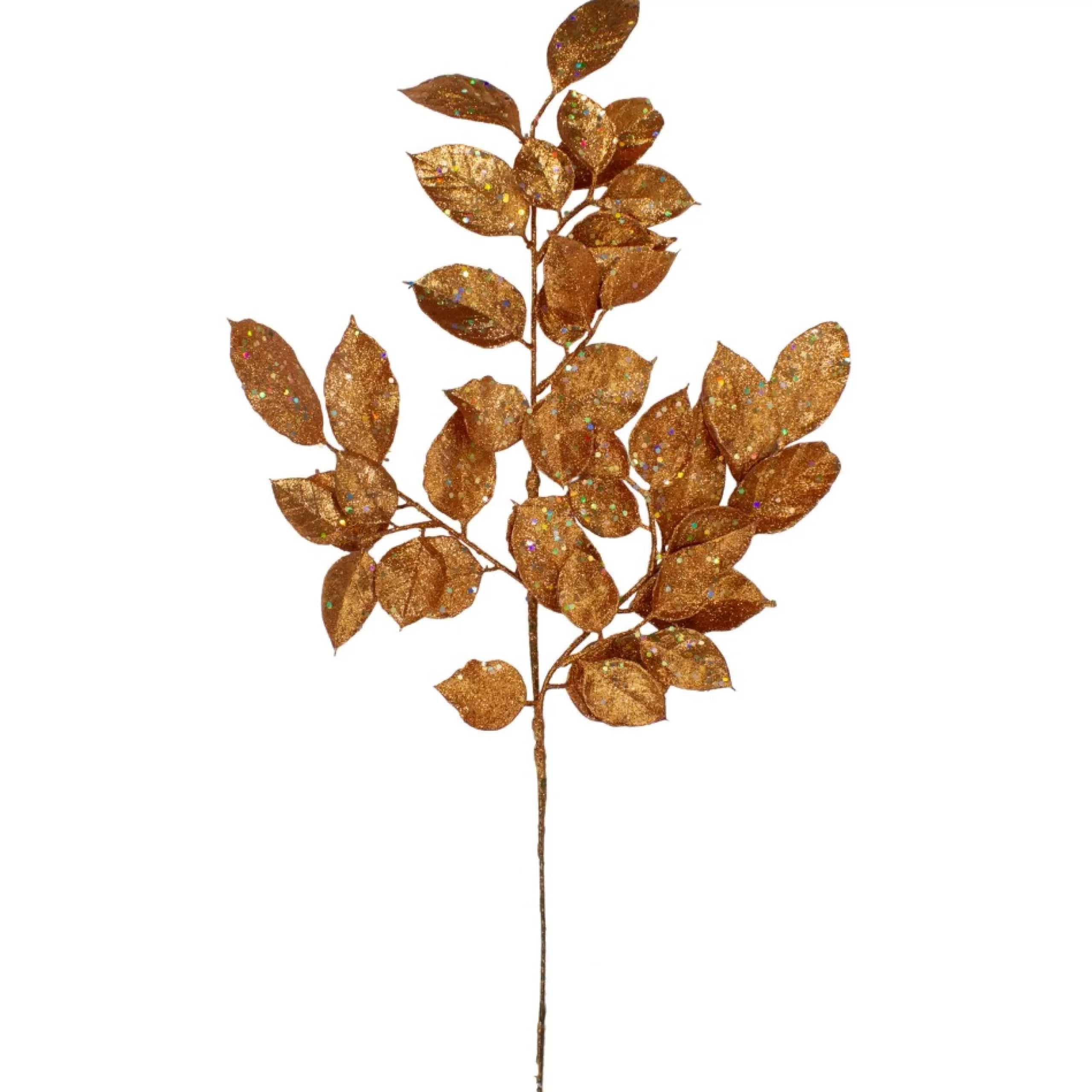 Sprays, Branches & Picks*Select Artificials 25" Brown Holographic Glittered Lemon Leaf Autumn Spray