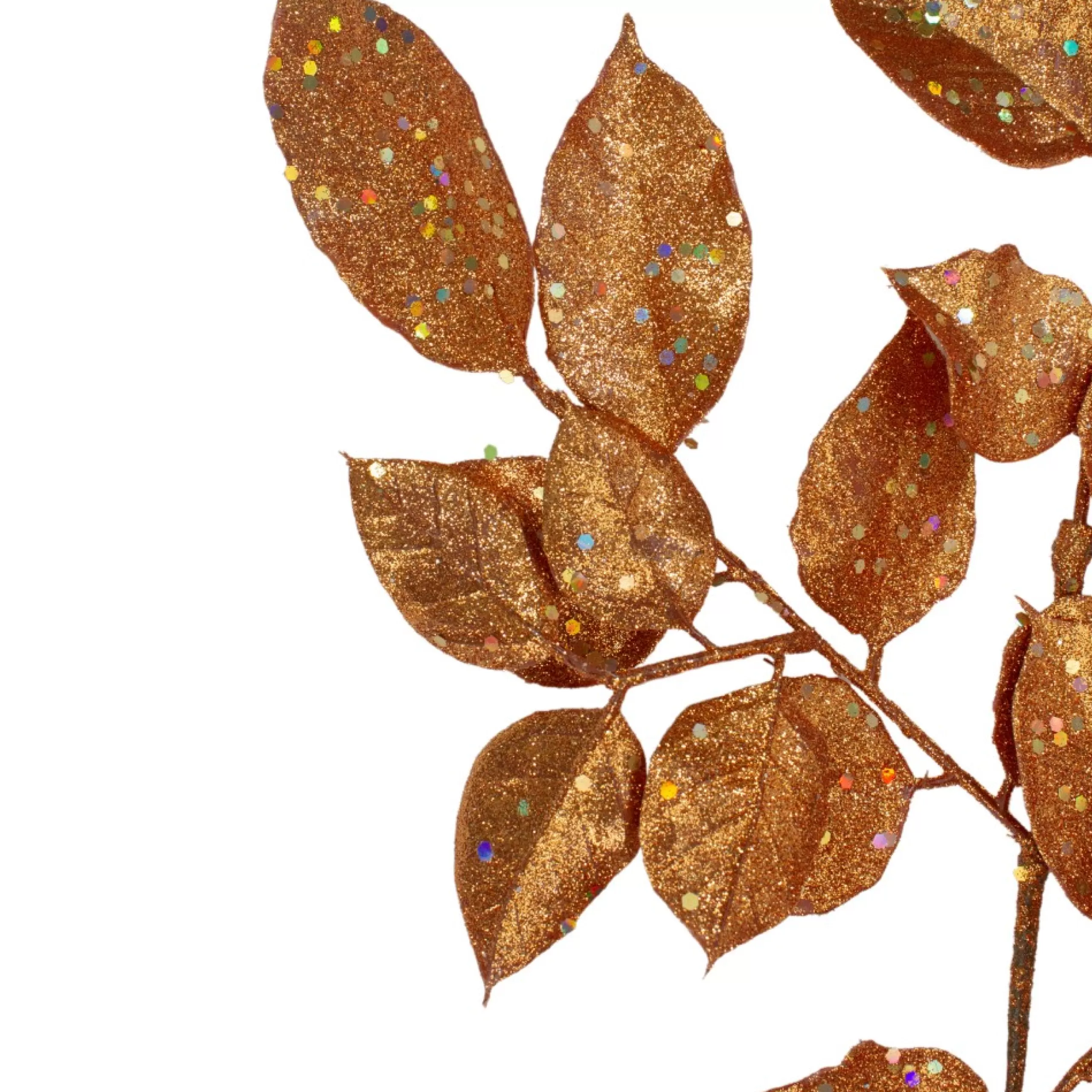 Sprays, Branches & Picks*Select Artificials 25" Brown Holographic Glittered Lemon Leaf Autumn Spray