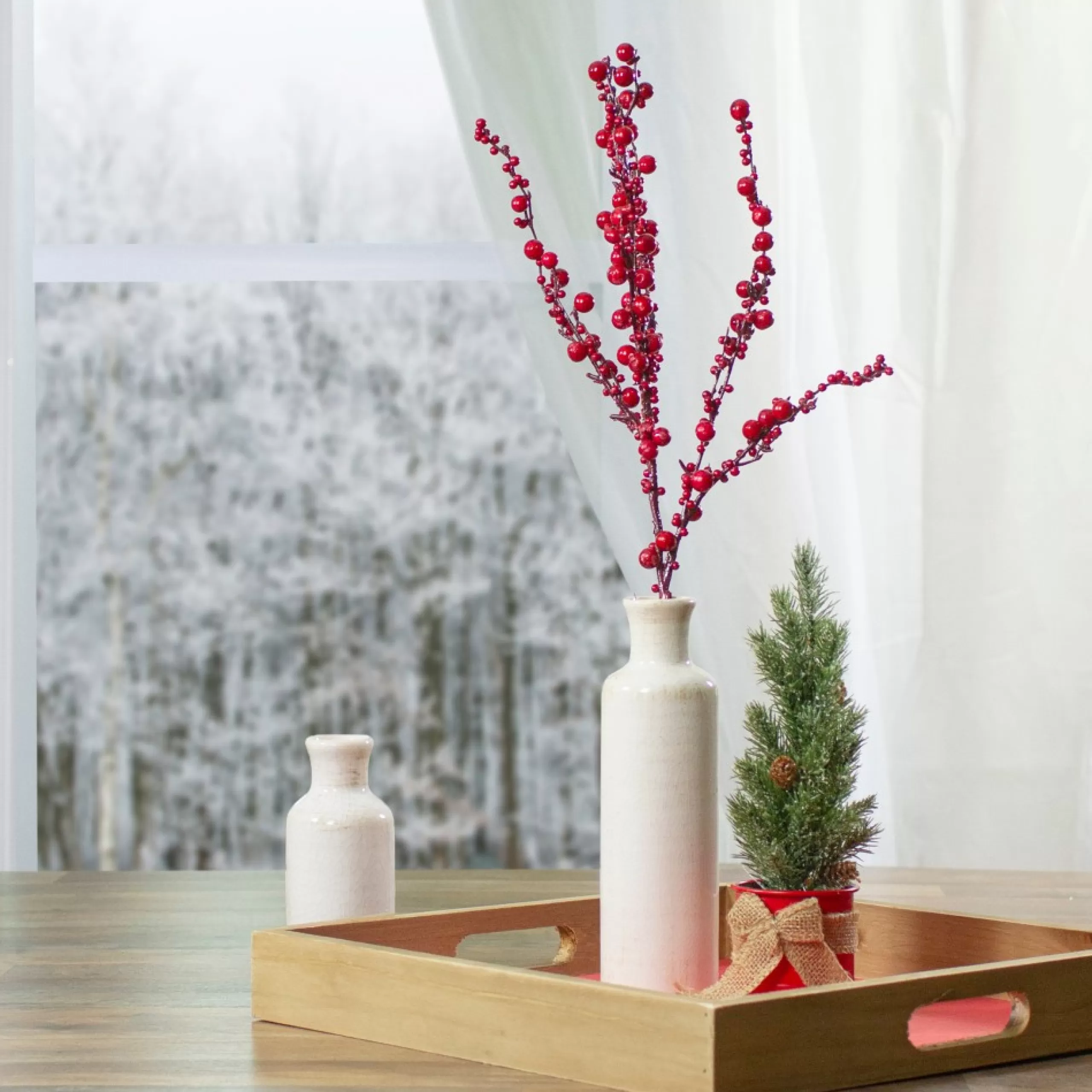 Sprays, Branches & Picks*Northlight 26" Red Berries Artificial Christmas Spray