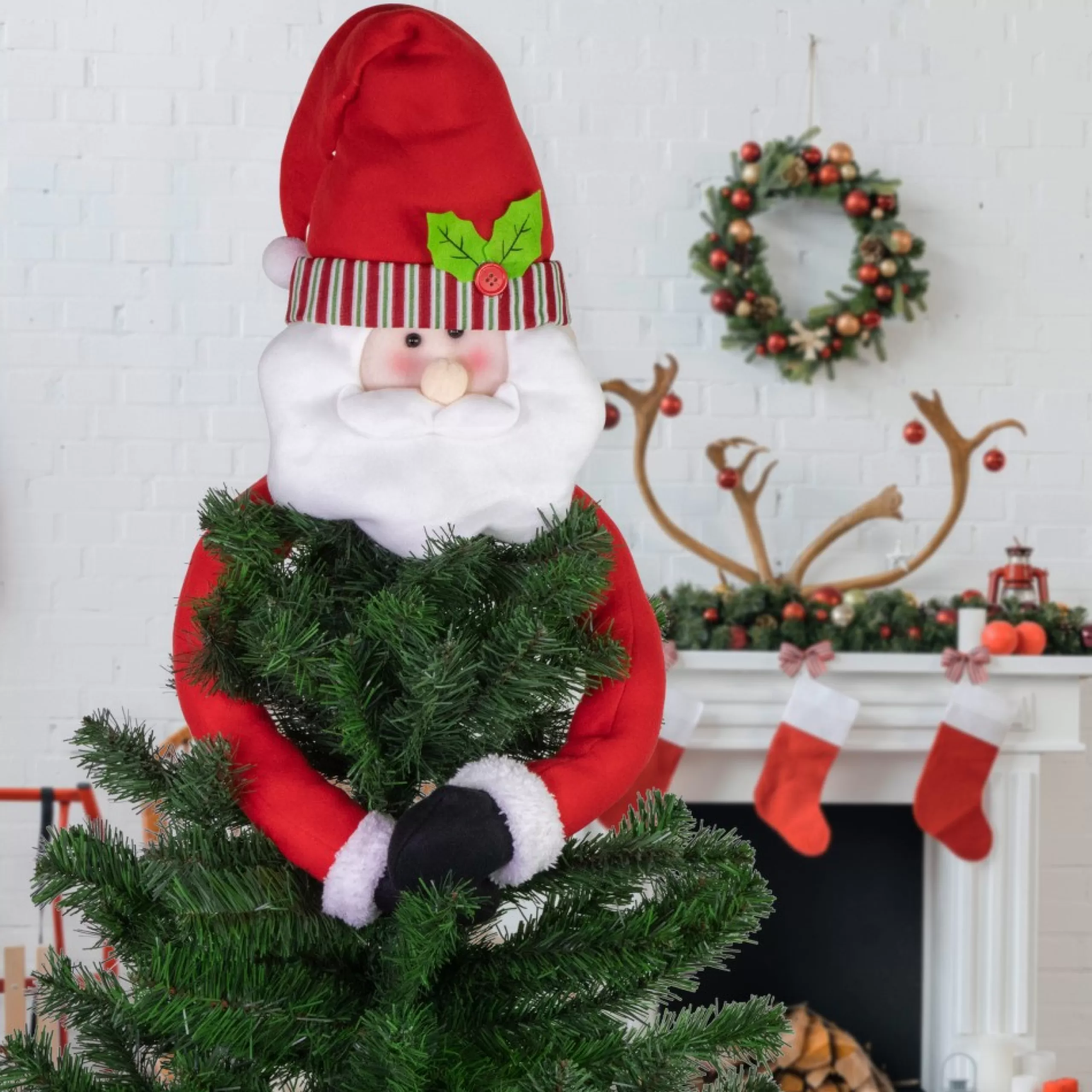 Santa Tree Toppers*Northlight 27" Plush Santa Claus Christmas Tree Topper, Unlit