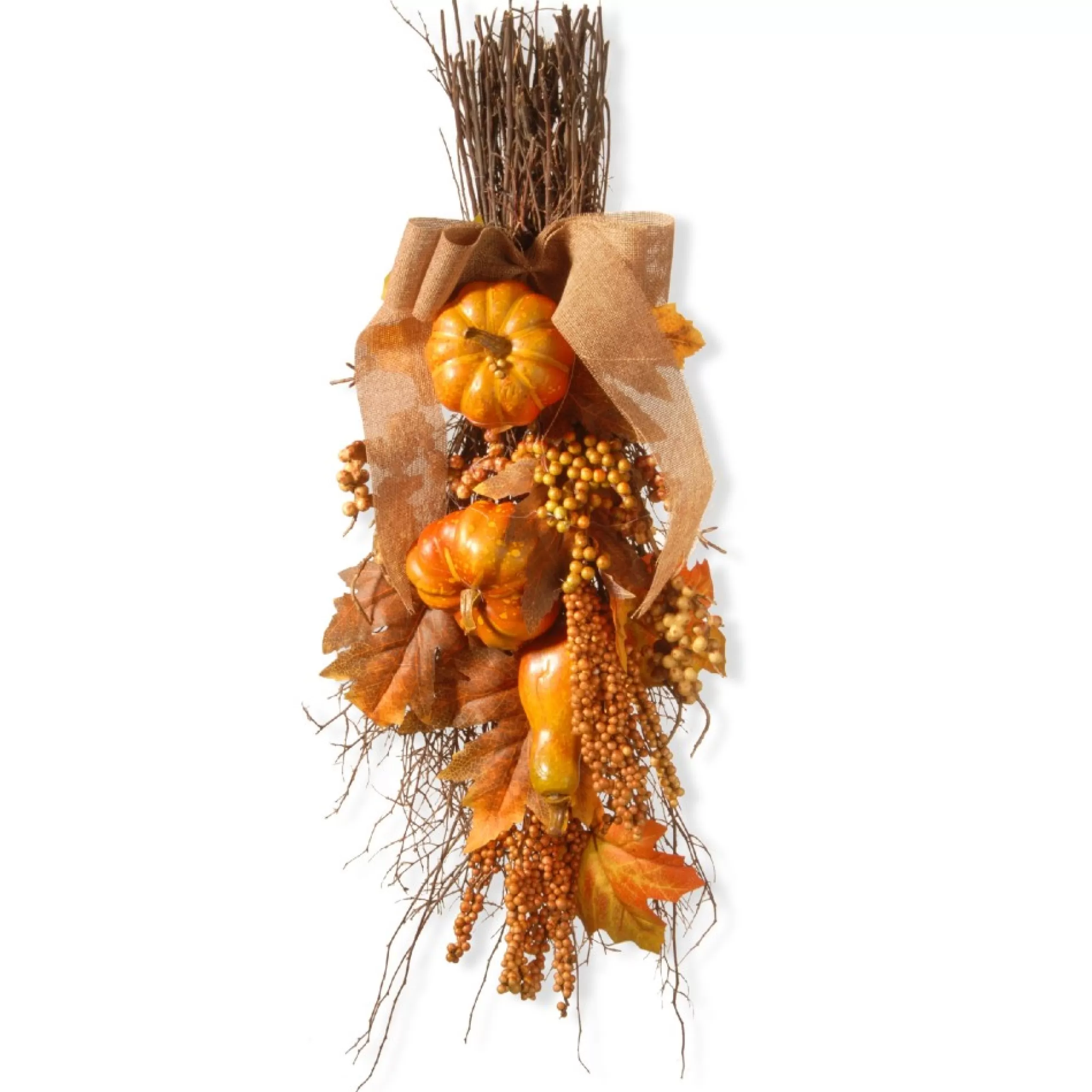 Unlit Teardrops*National Tree Company 28" Pumpkin And Berry Artificial Fall Harvest Teardrop