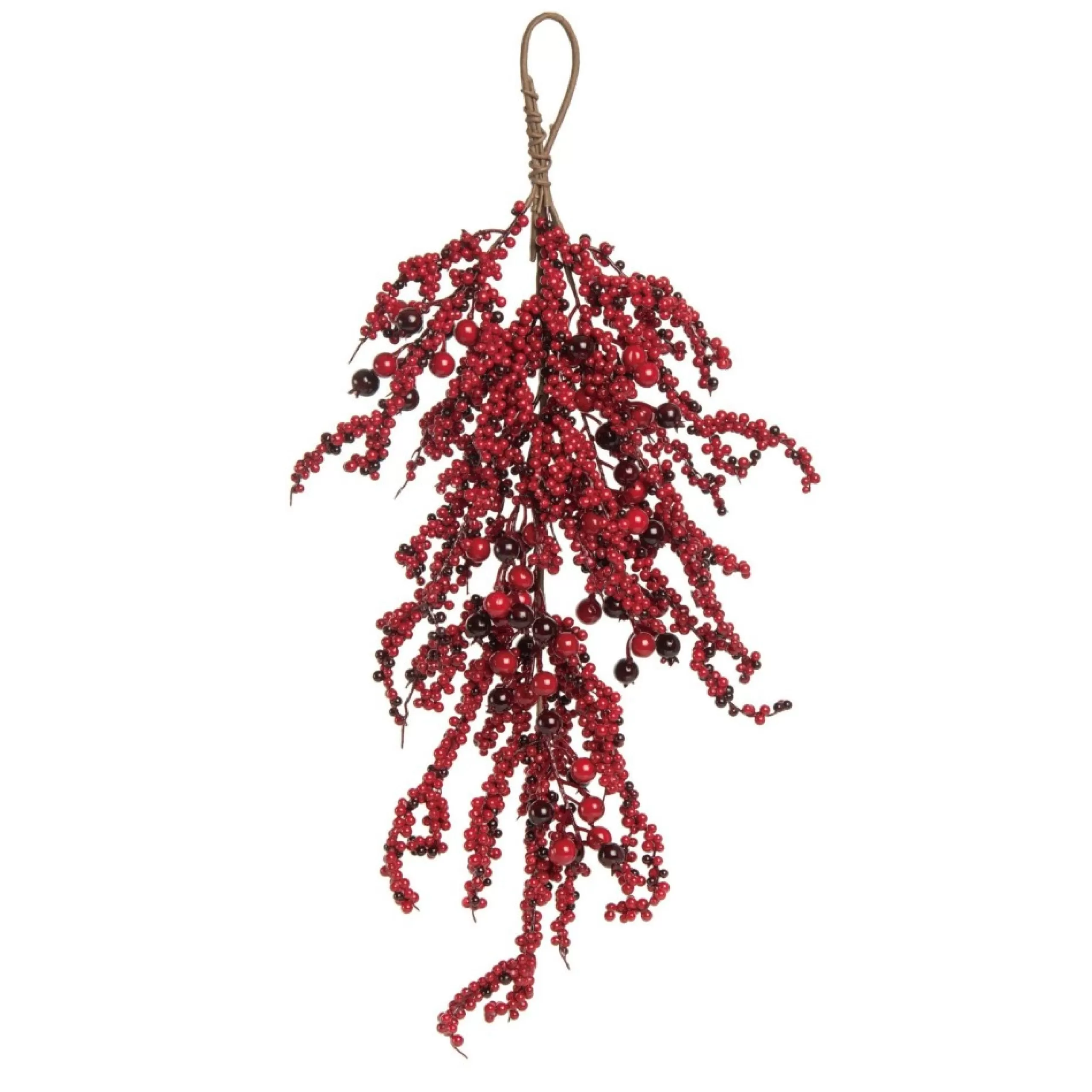 Unlit Teardrops*Contemporary Home Living 28" Red Merry Berry Christmas Teardrop Swag, Unlit