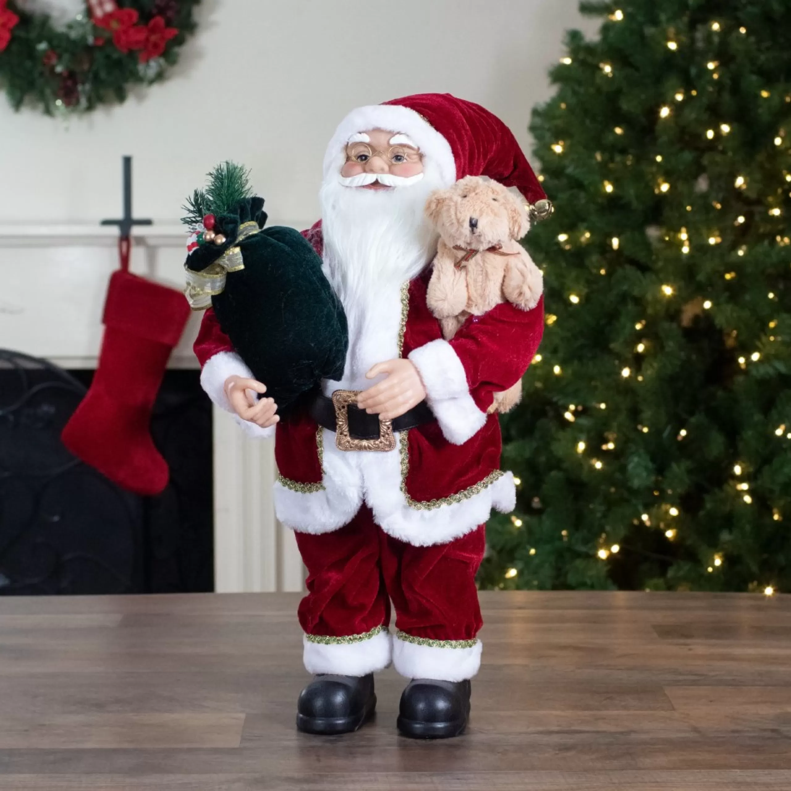 Santa Figures*Northlight 2' Standing Santa Christmas Figure With A Plush Bear