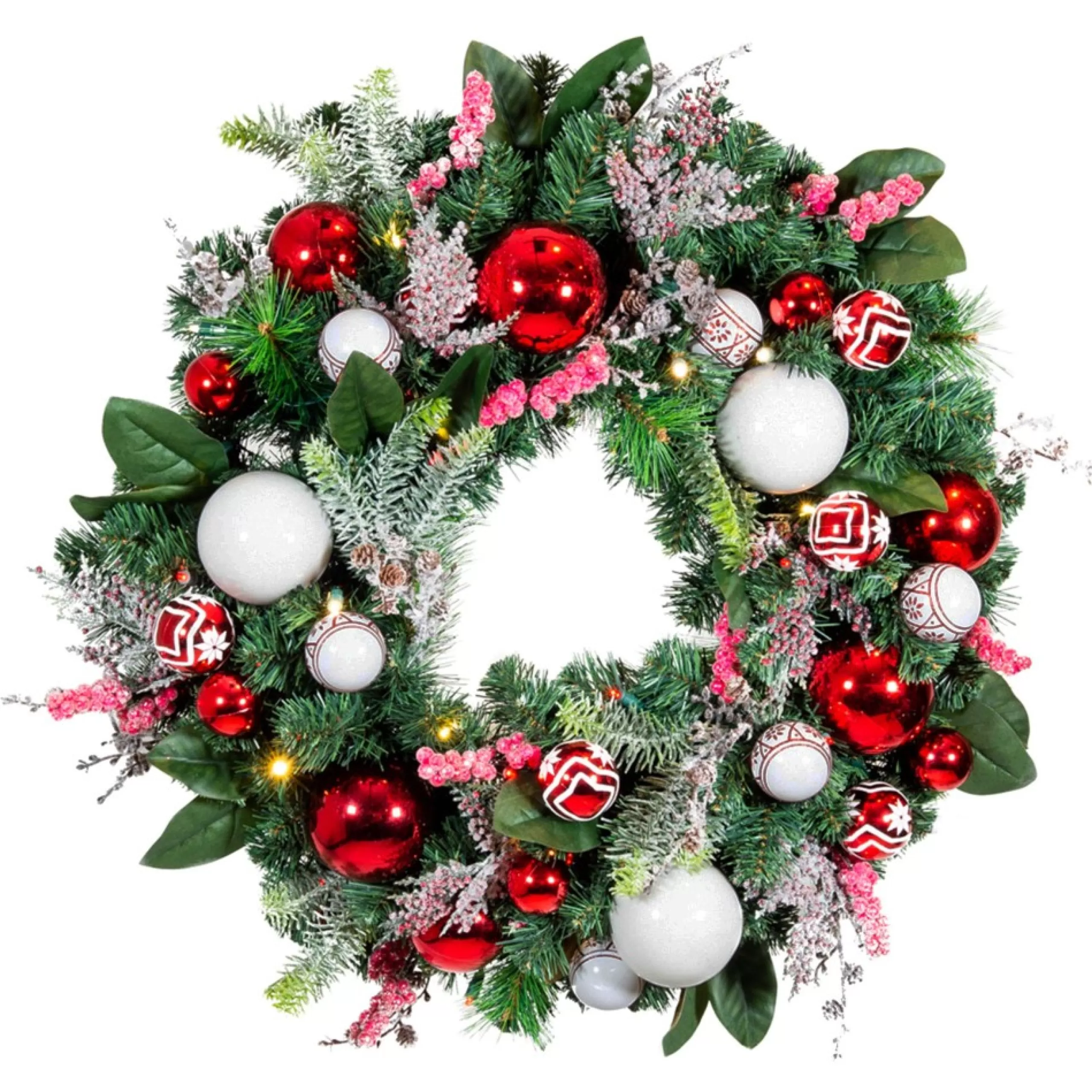 Specialty Wreaths*Village Lighting Co. 30" Green Christmas Nordic Led Artificial Wreath - Pre-Lit