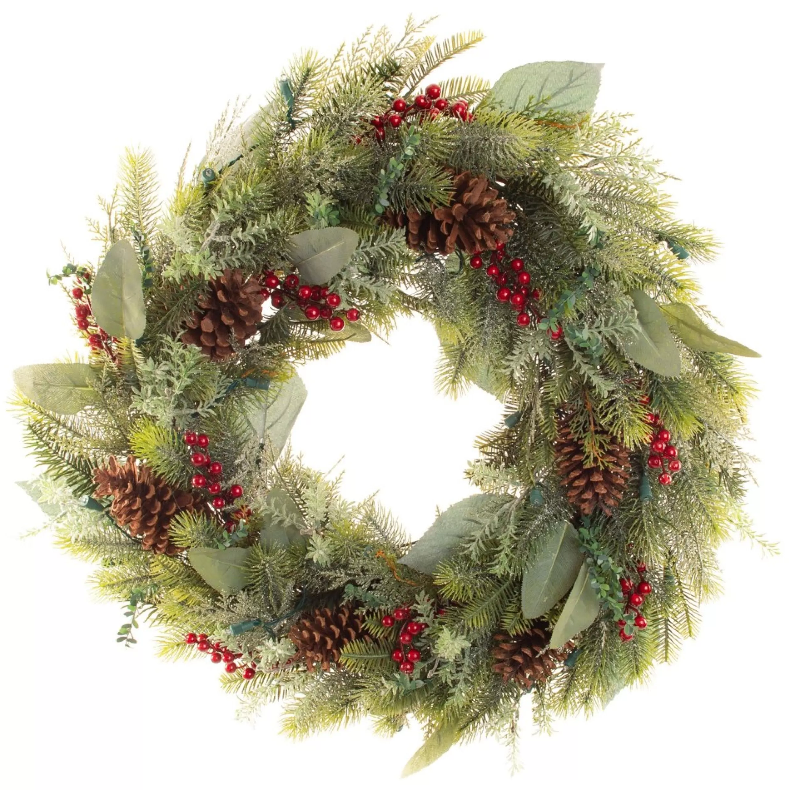 Specialty Wreaths*Village Lighting Co. 30" Green Christmas Winter Frost Led Artificial Wreath - Pre-Lit