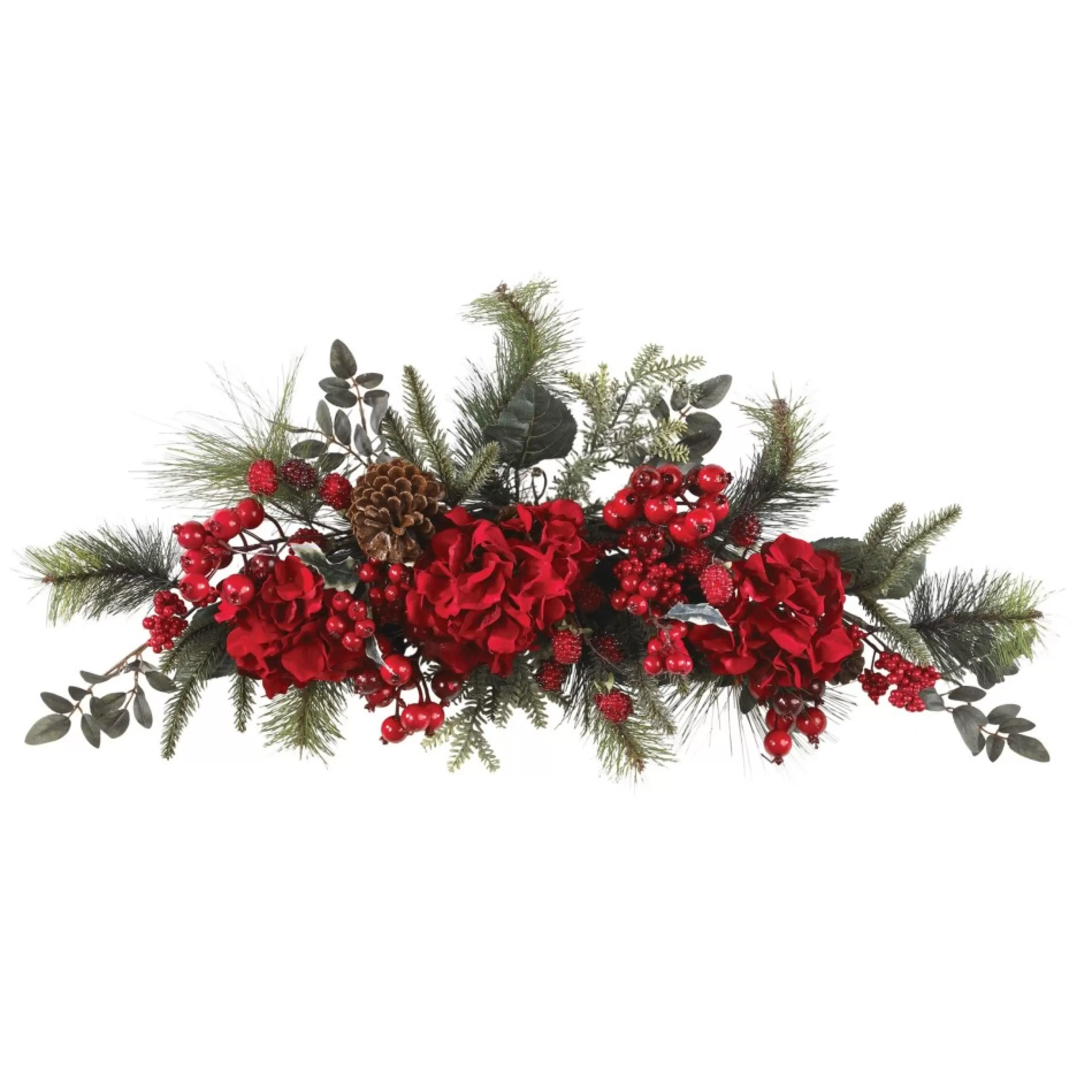 Unlit Swags*Nearly Natural 30" Hydrangea And Berries Artificial Christmas Swag, Unlit