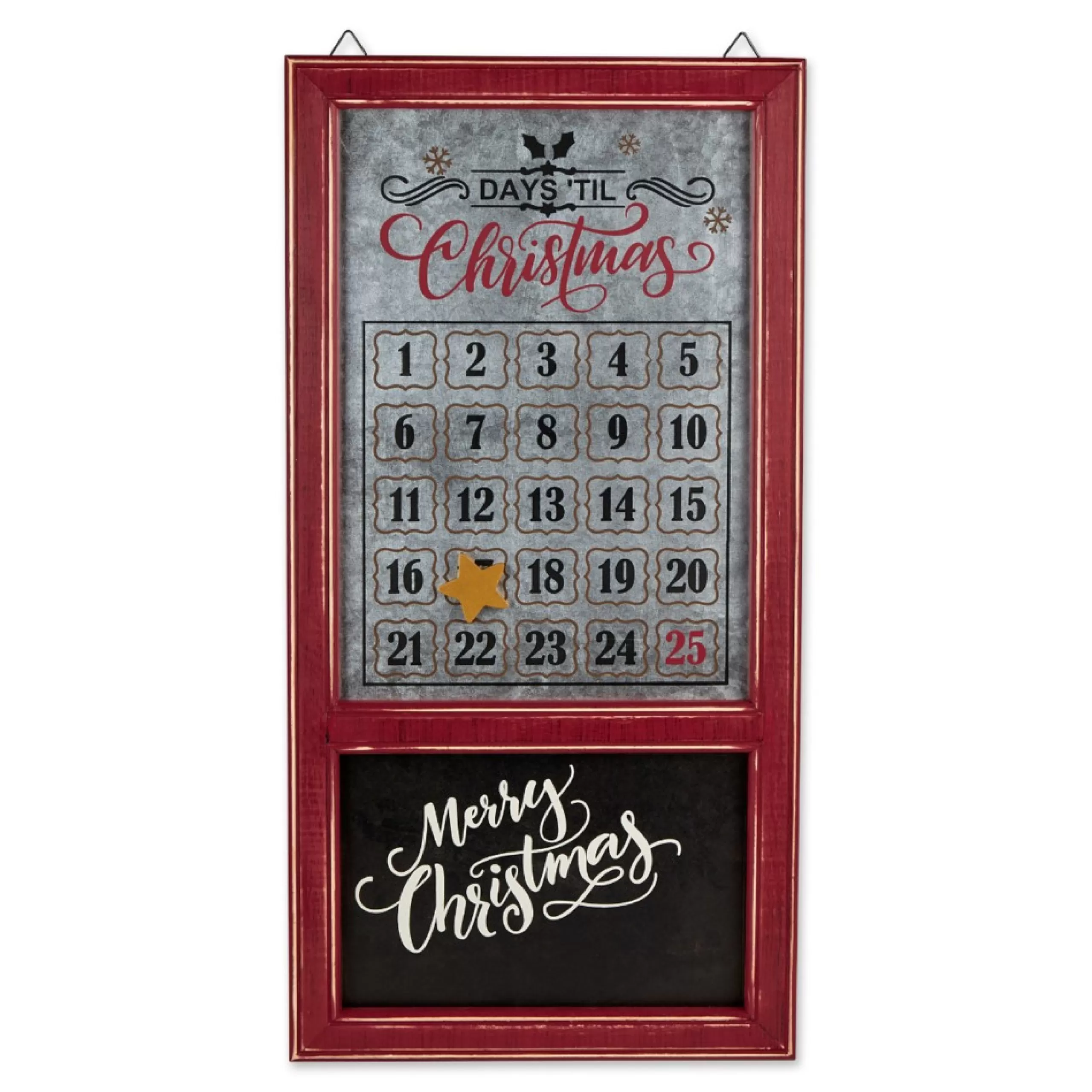 Advent Calendars*Contemporary Home Living 30" Red And Black Galvanized Rectangular Christmas Advent Calendar