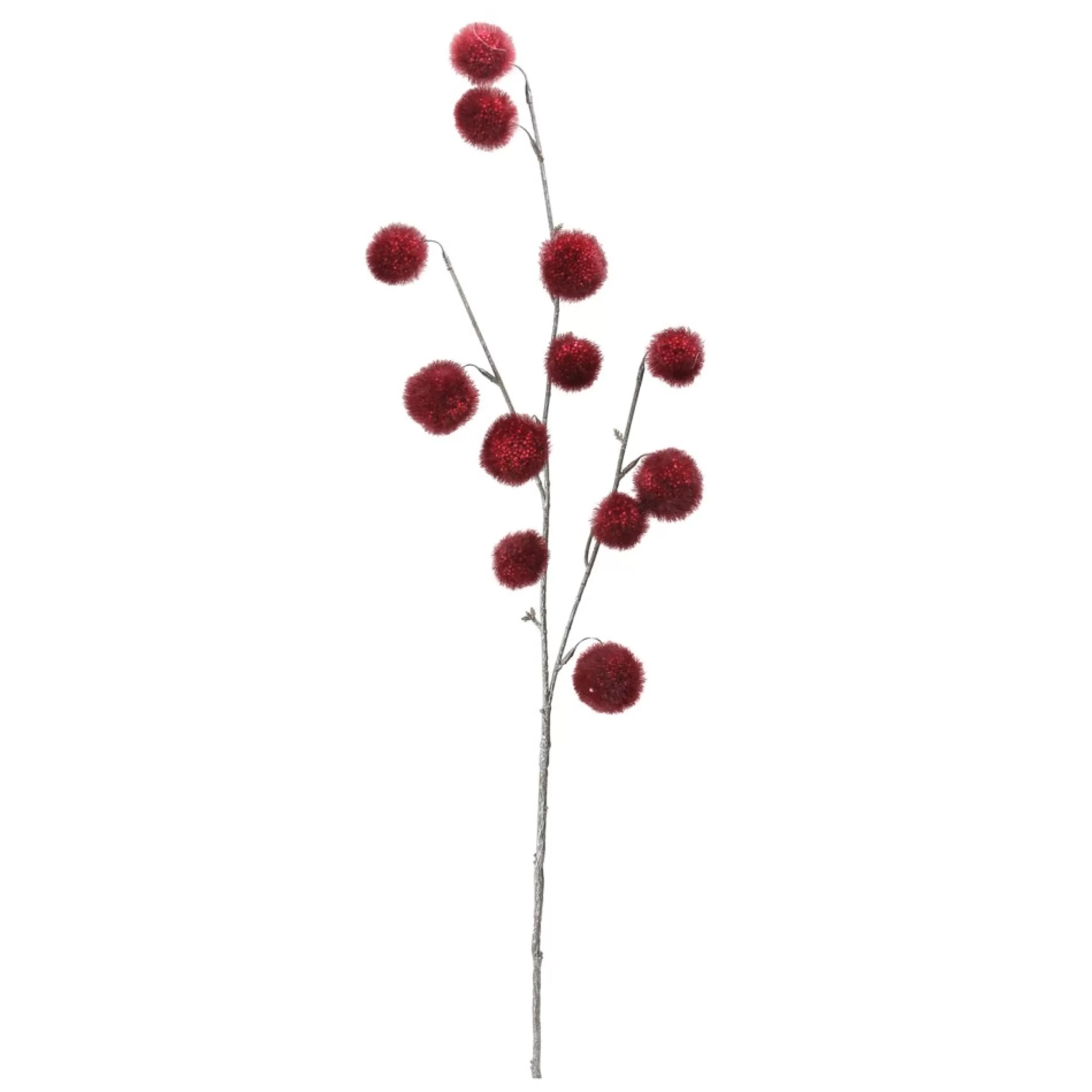 Sprays, Branches & Picks*Napco 31" Burgundy Red Pom Pom Artificial Christmas Spray